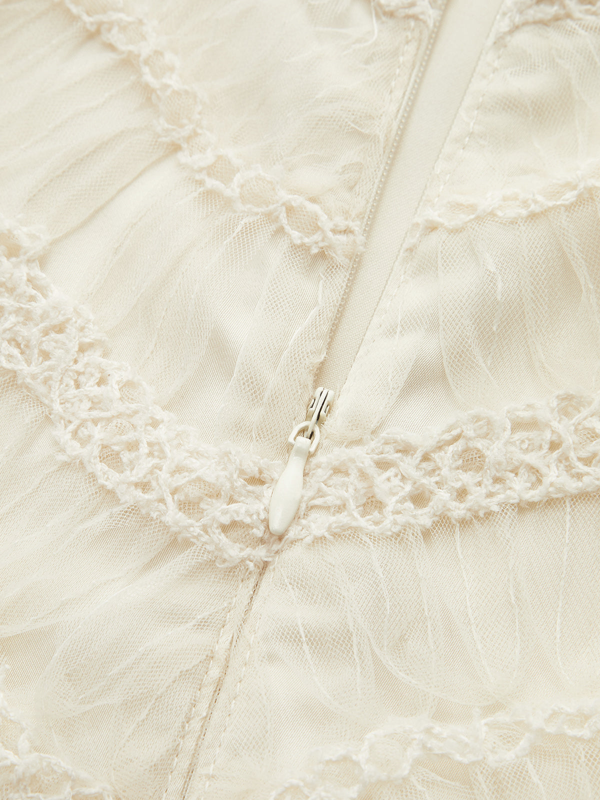 Semi-Sheer Textured Fabric Panel Tulle Dress