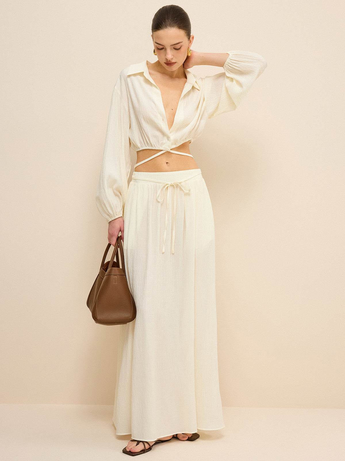 Cropped Shirt with Crisscross Tie-Back
