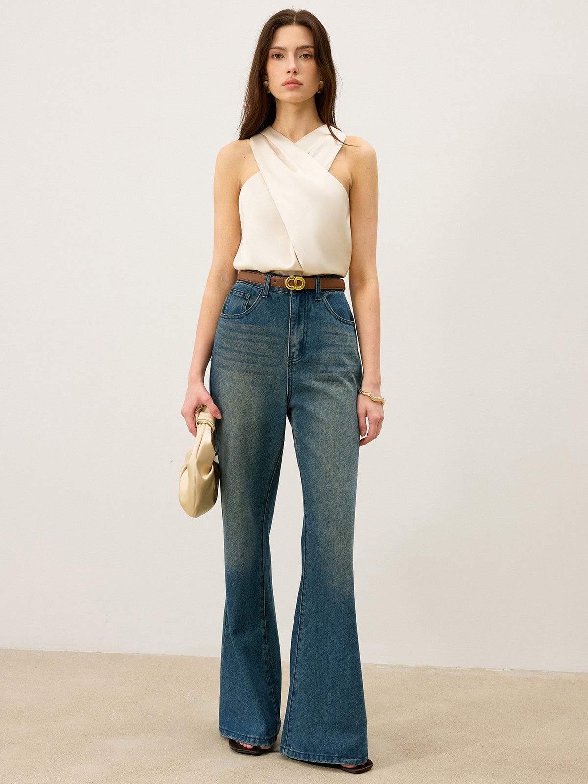 Débardeur en satin à col croisé