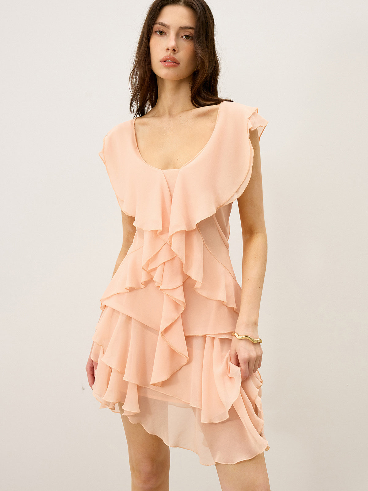 Halbtransparenter Minirock aus gerafftem Chiffon