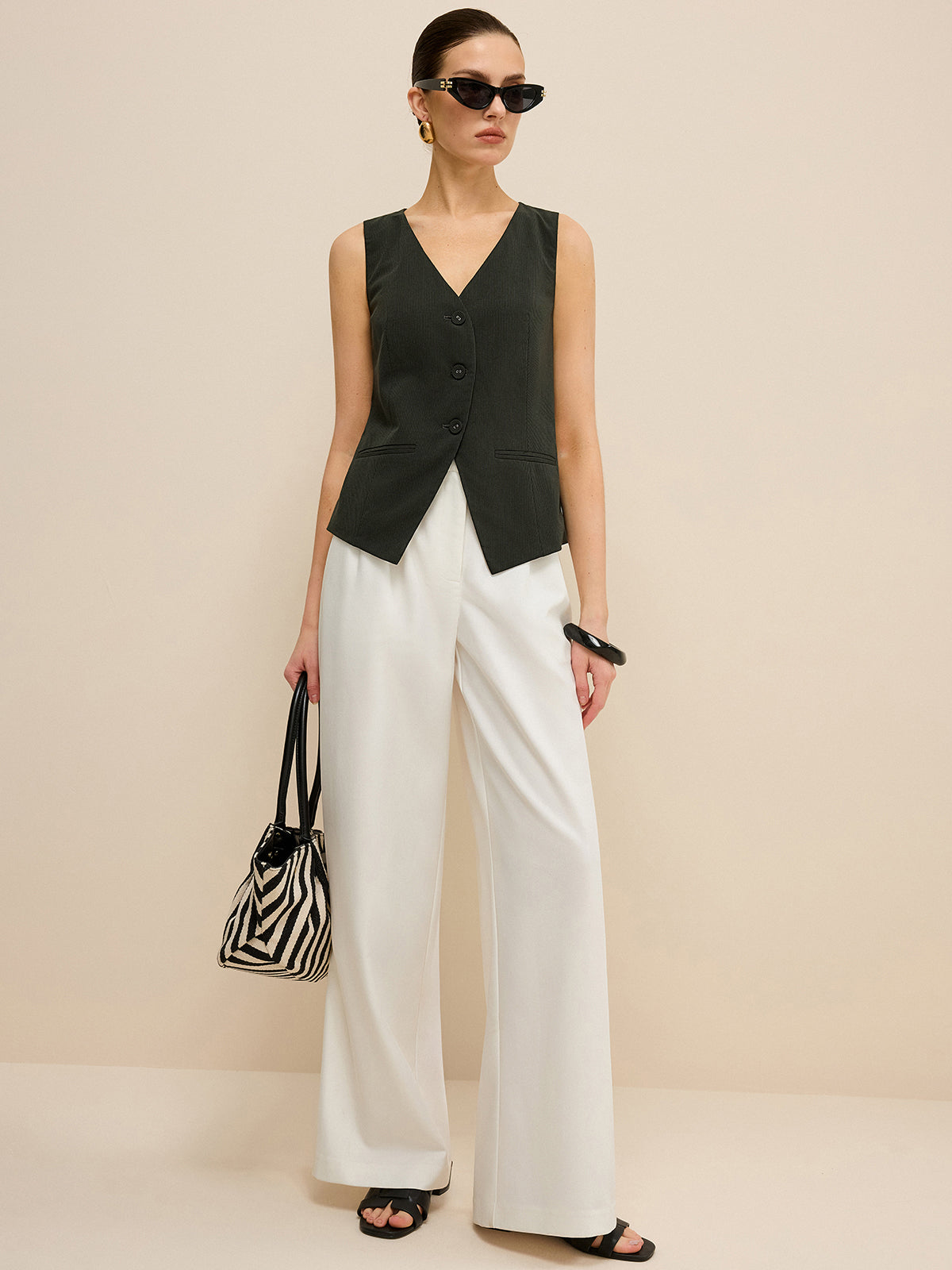 Pinstripe V-Neck Vest