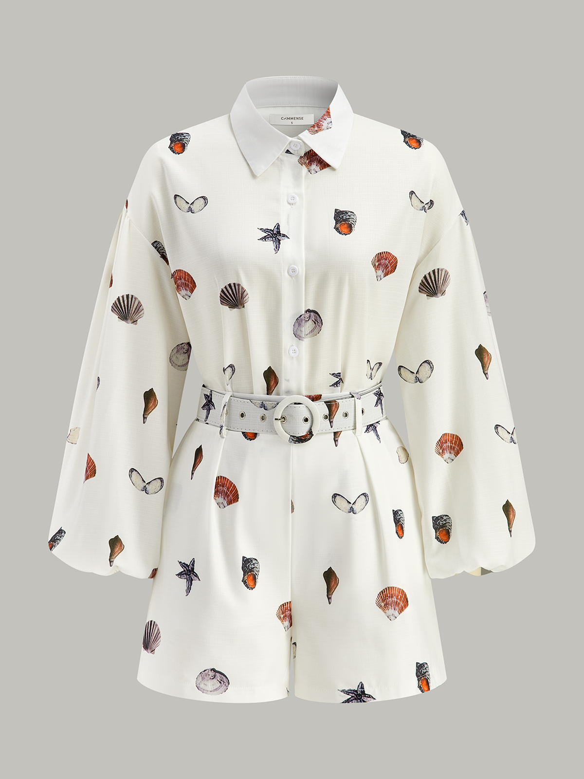 Ensemble short imprimé coquillage avec ceinture