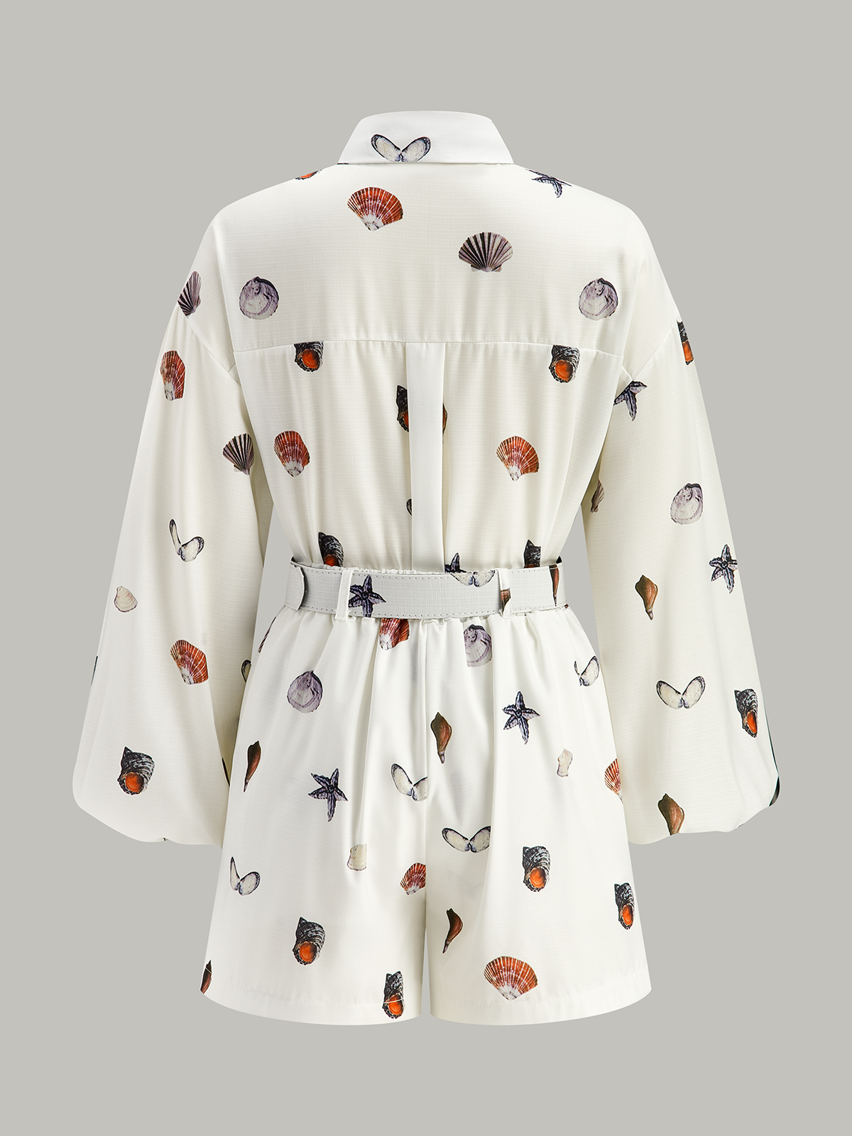 Ensemble short imprimé coquillage avec ceinture