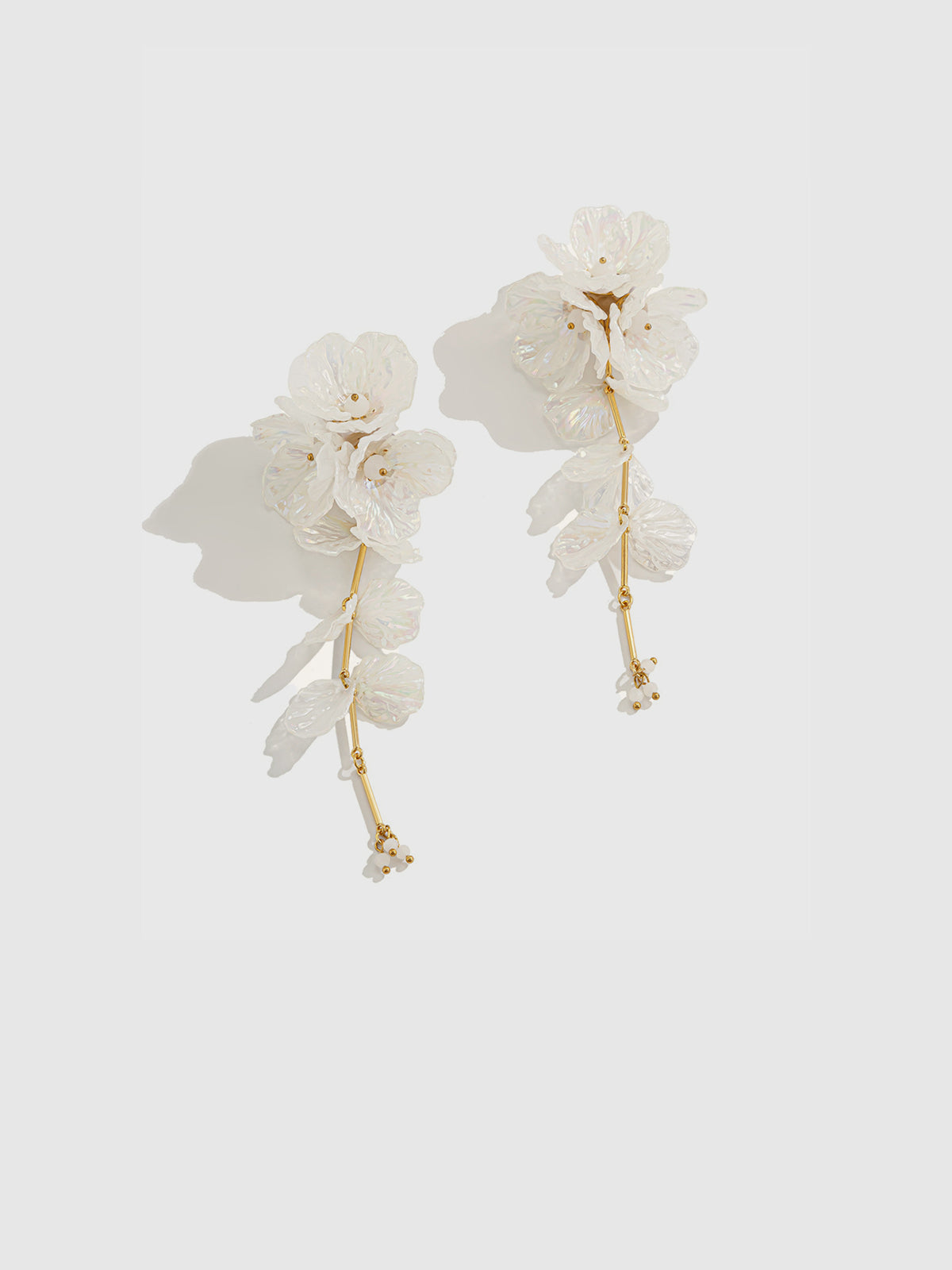 Boucles d'oreilles pendantes florales irisées
