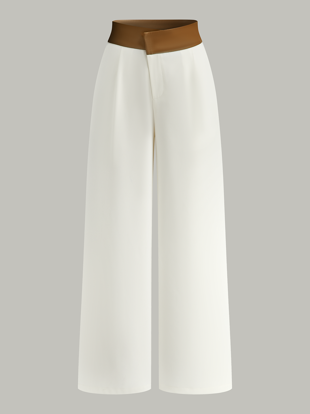 Hose aus Kunstleder, zweifarbig, mit weitem Bein und hoher Taille