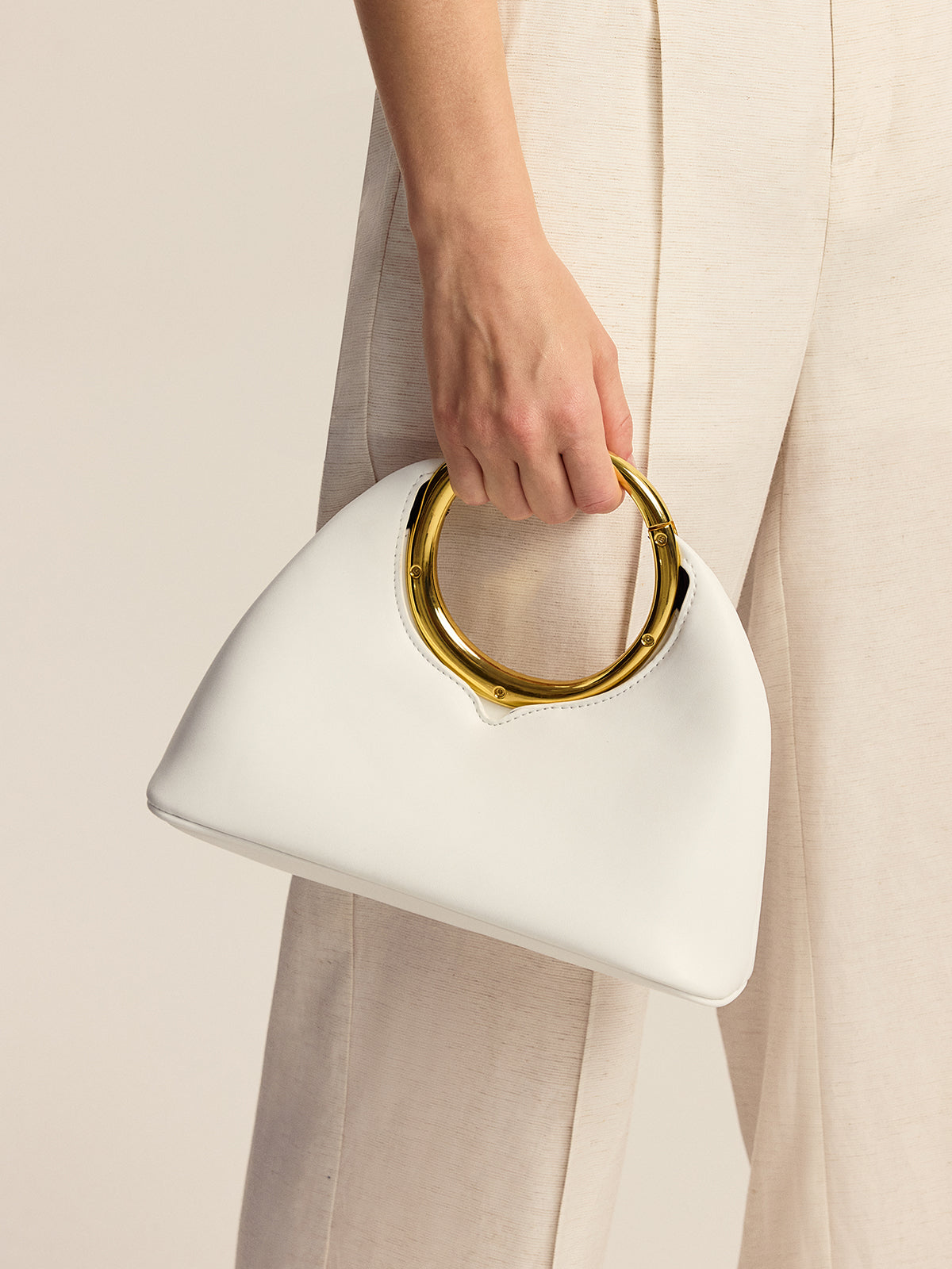 Metal Circular Handle Tote Bag