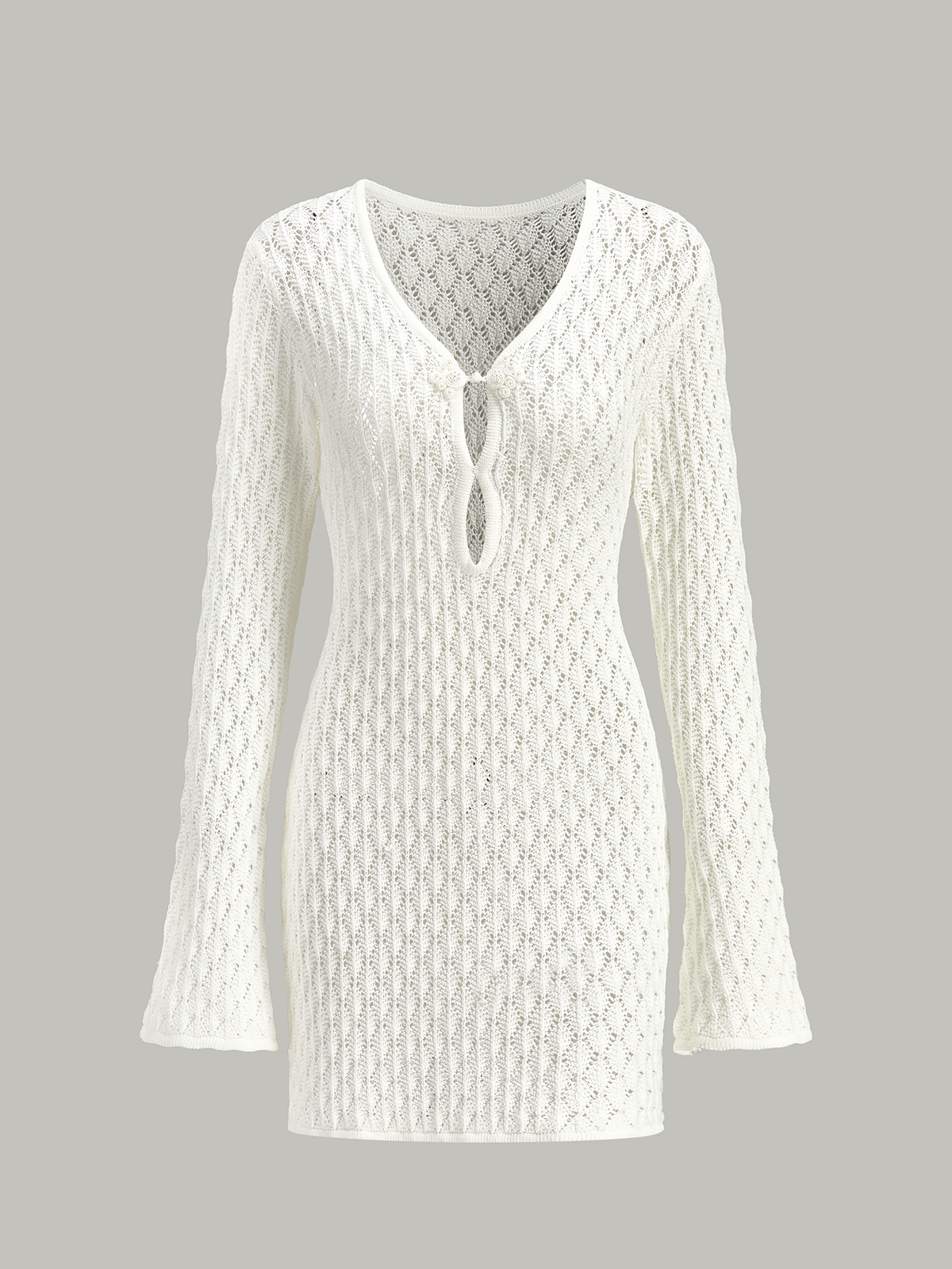 Sheer Knit Sweater Dress with Cut-Out Detail