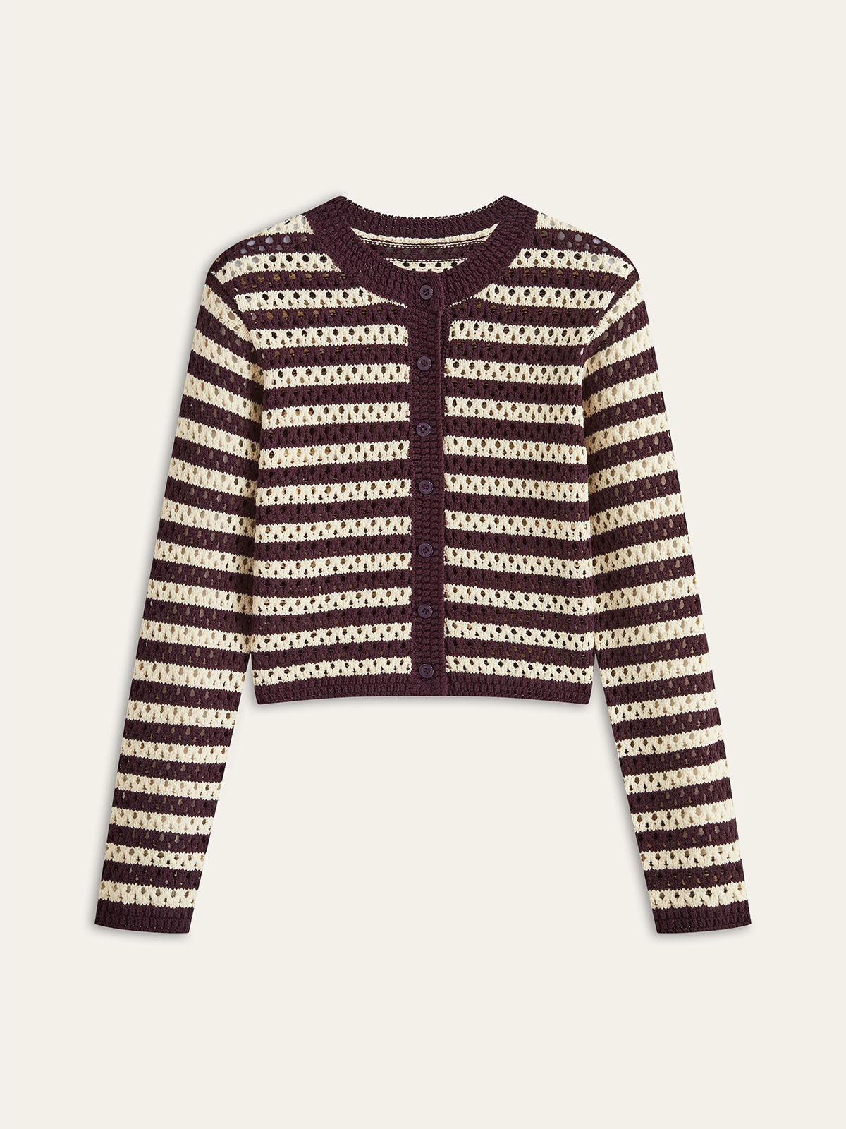 Gestreifte Häkelstrickjacke
