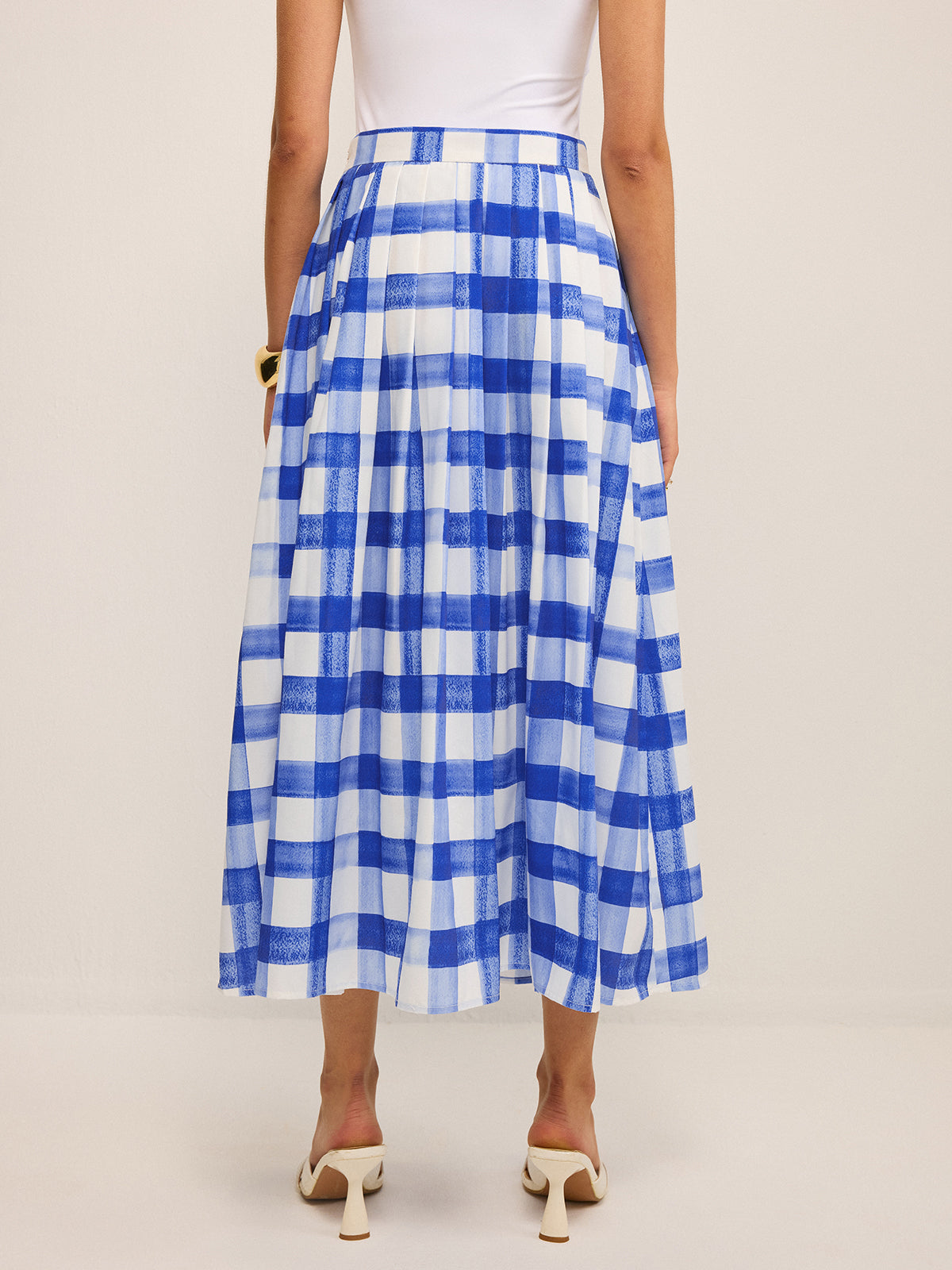 Midi-Rock aus Gingham mit Taschen