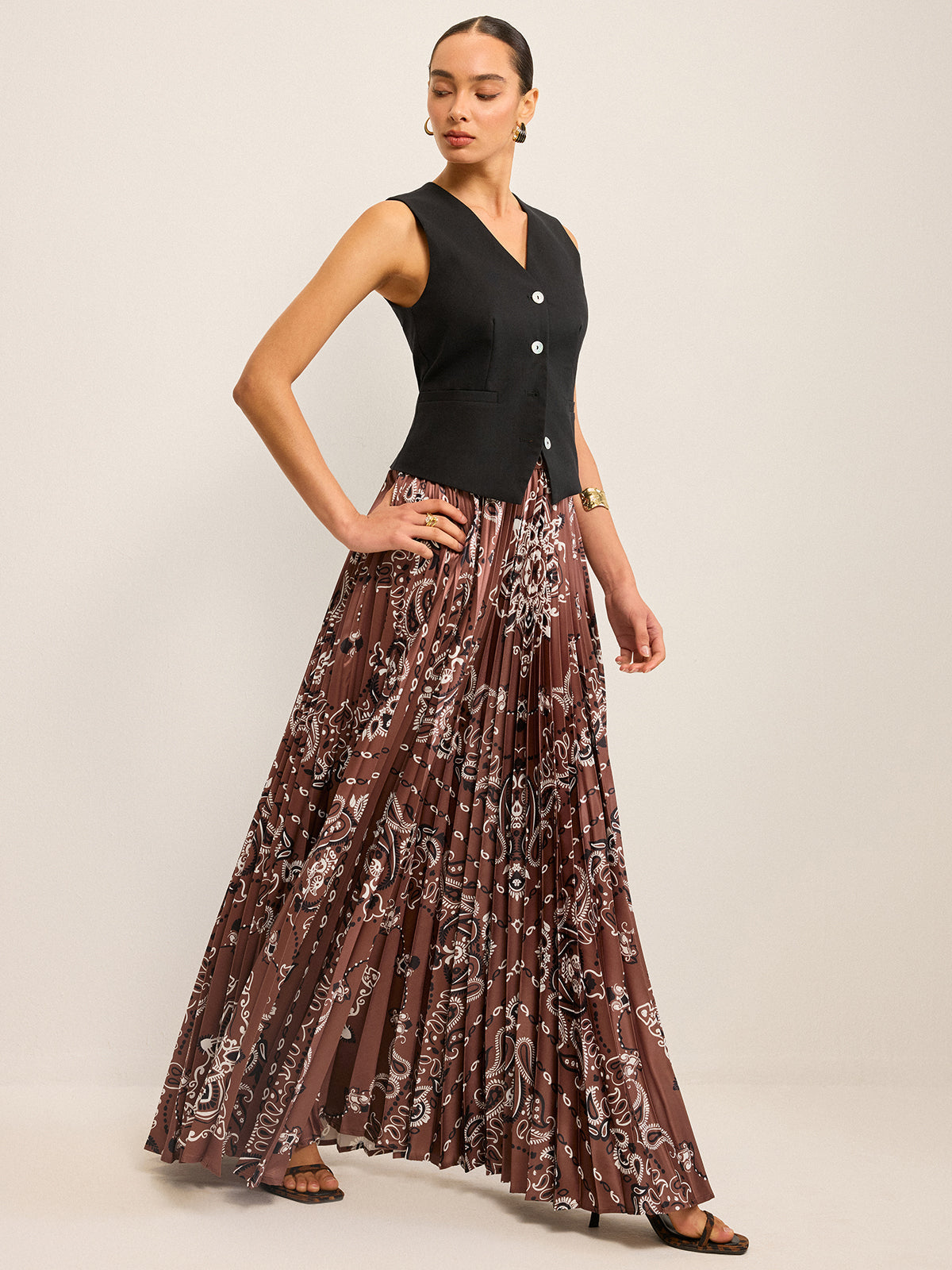 Boho-Plissee-Maxirock