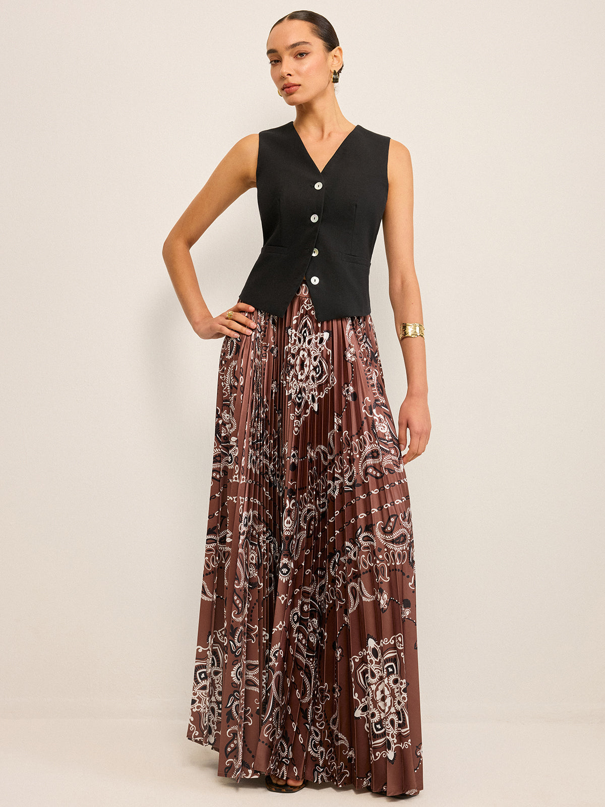 Boho Pleated Maxi Skir