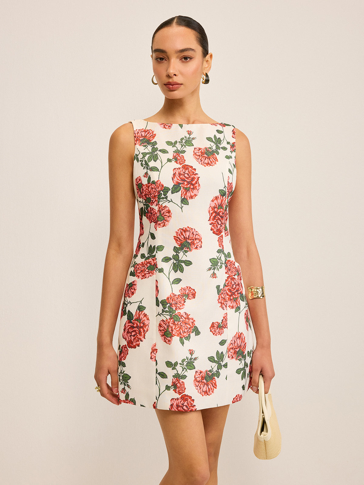 Robe droite à imprimé floral