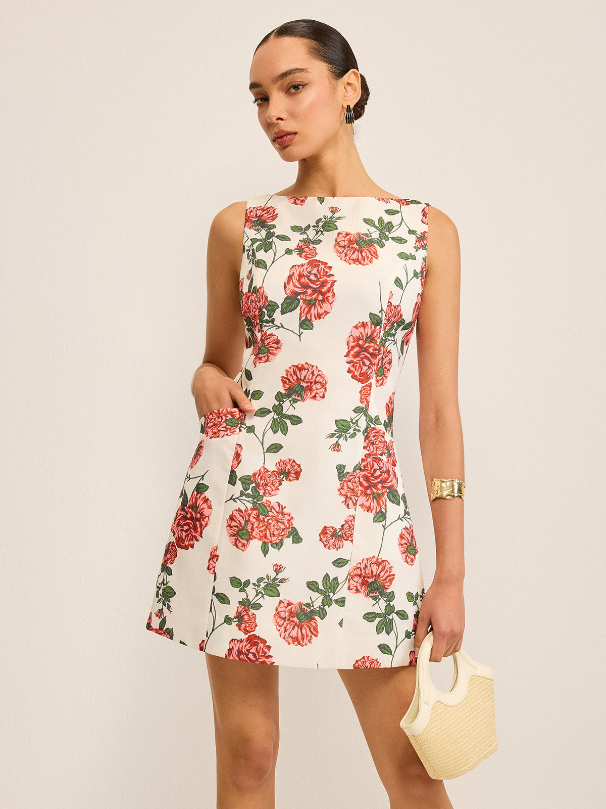 Robe droite à imprimé floral