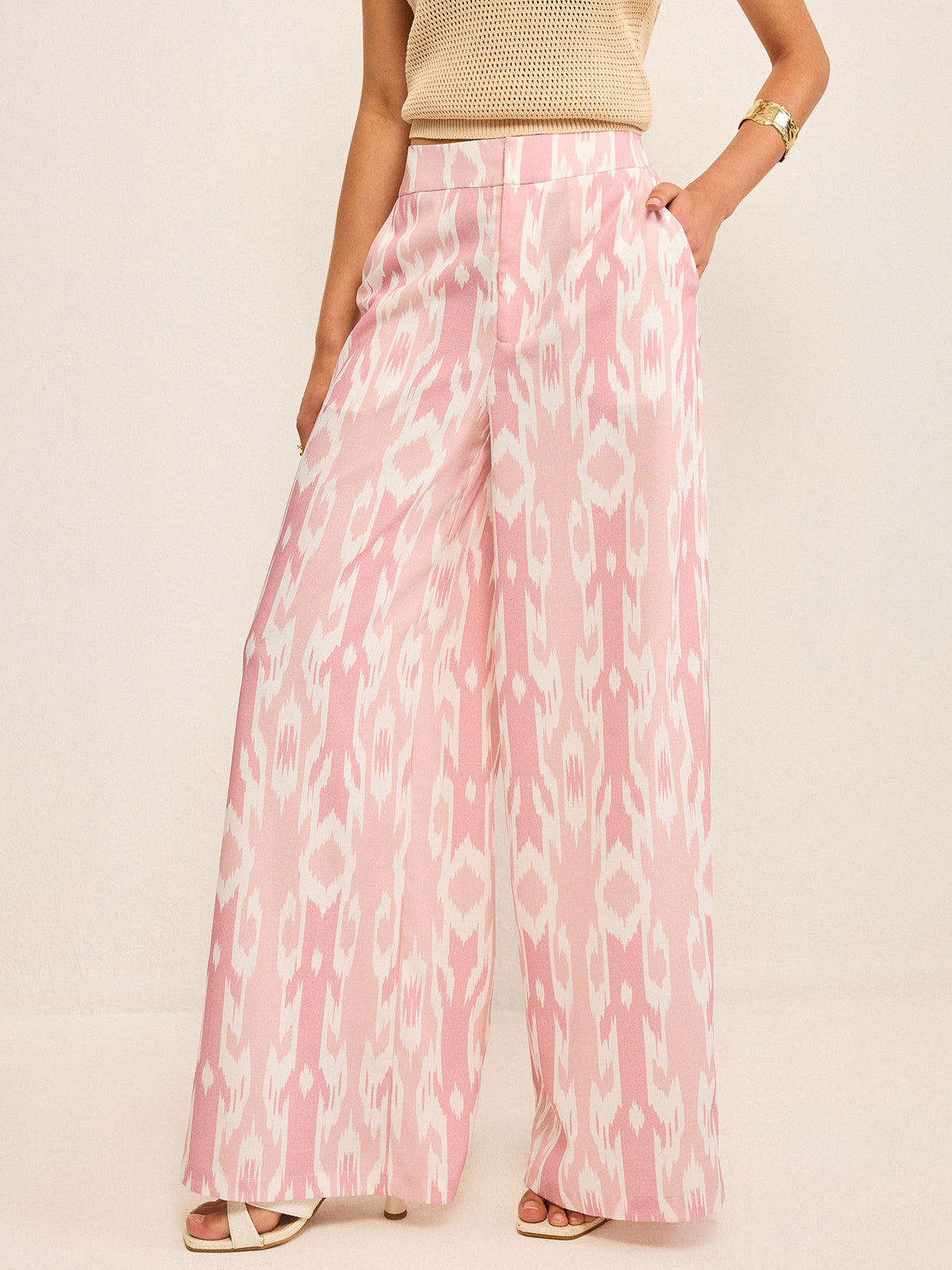 Boho-Leinenhose mit weitem Bein