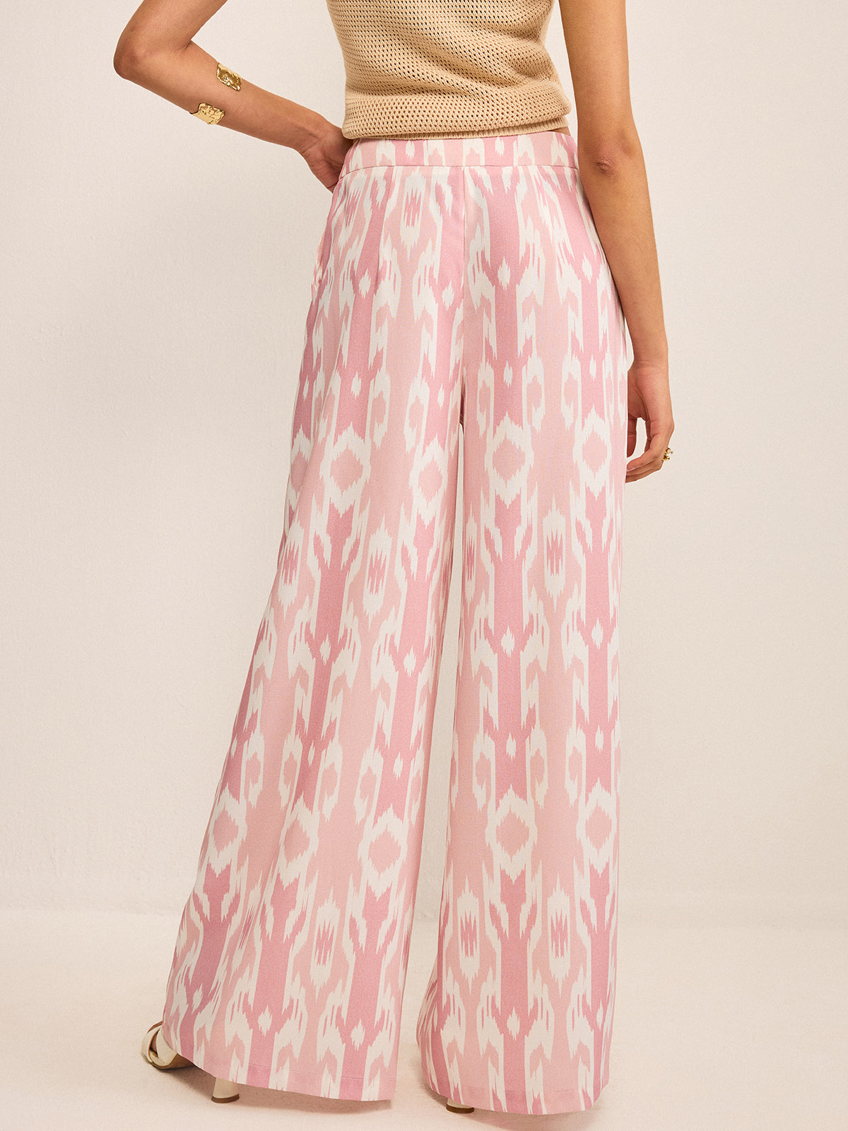 Pantalon large effet lin bohème