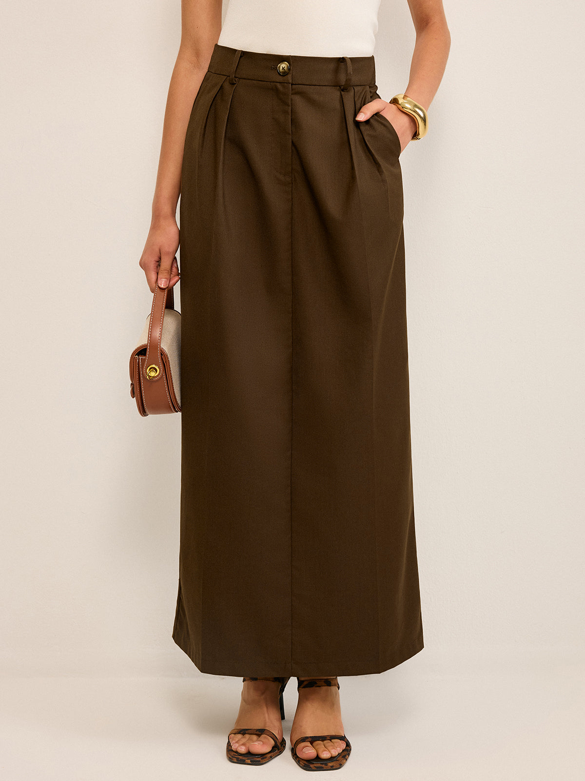 Maxirock mit hoher Taille und Taschen