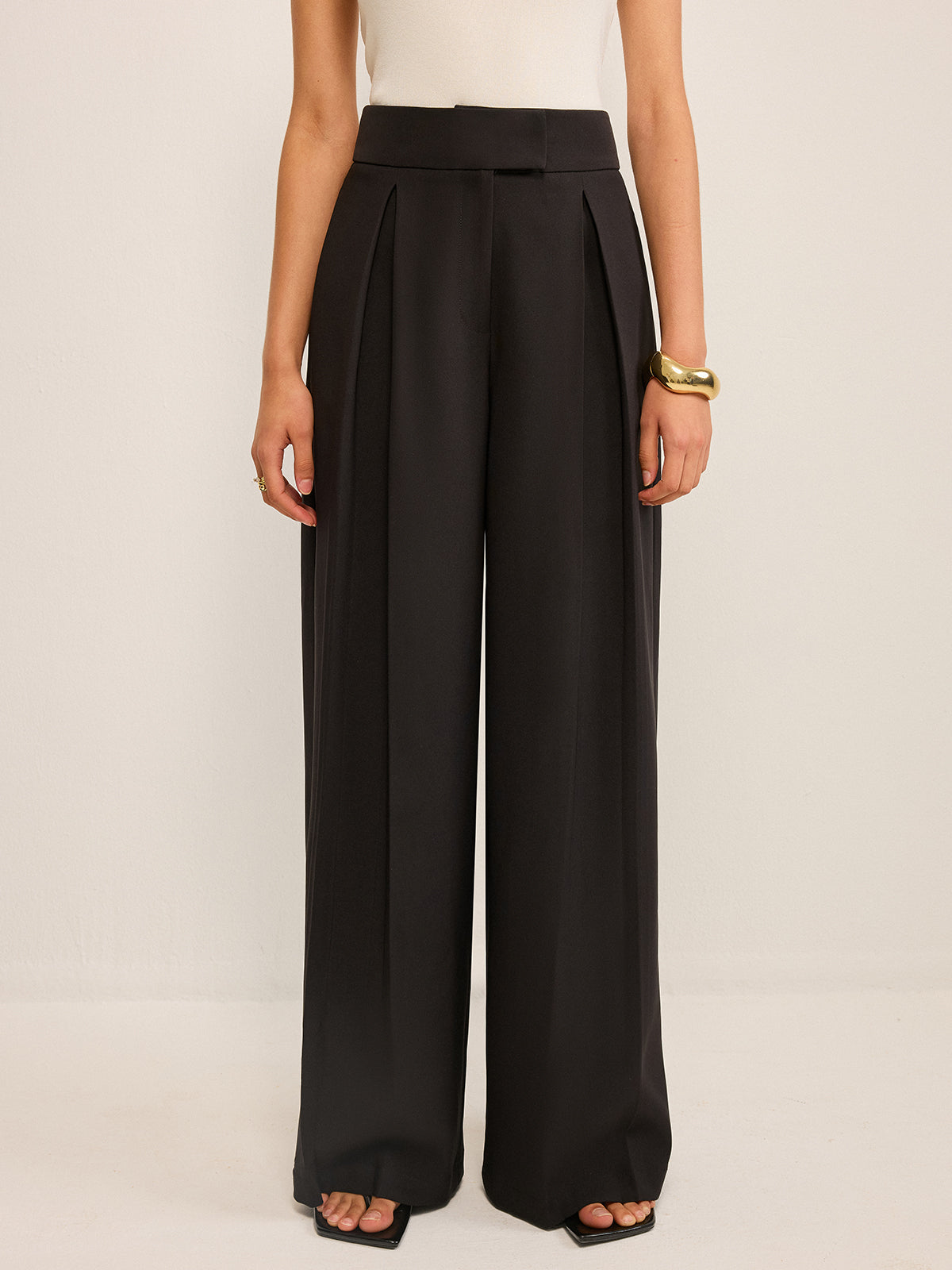 Pantalon large taille haute