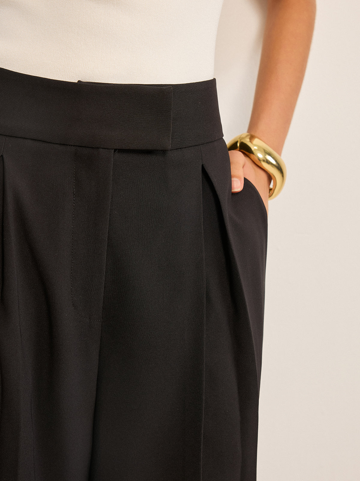 Pantalon large taille haute