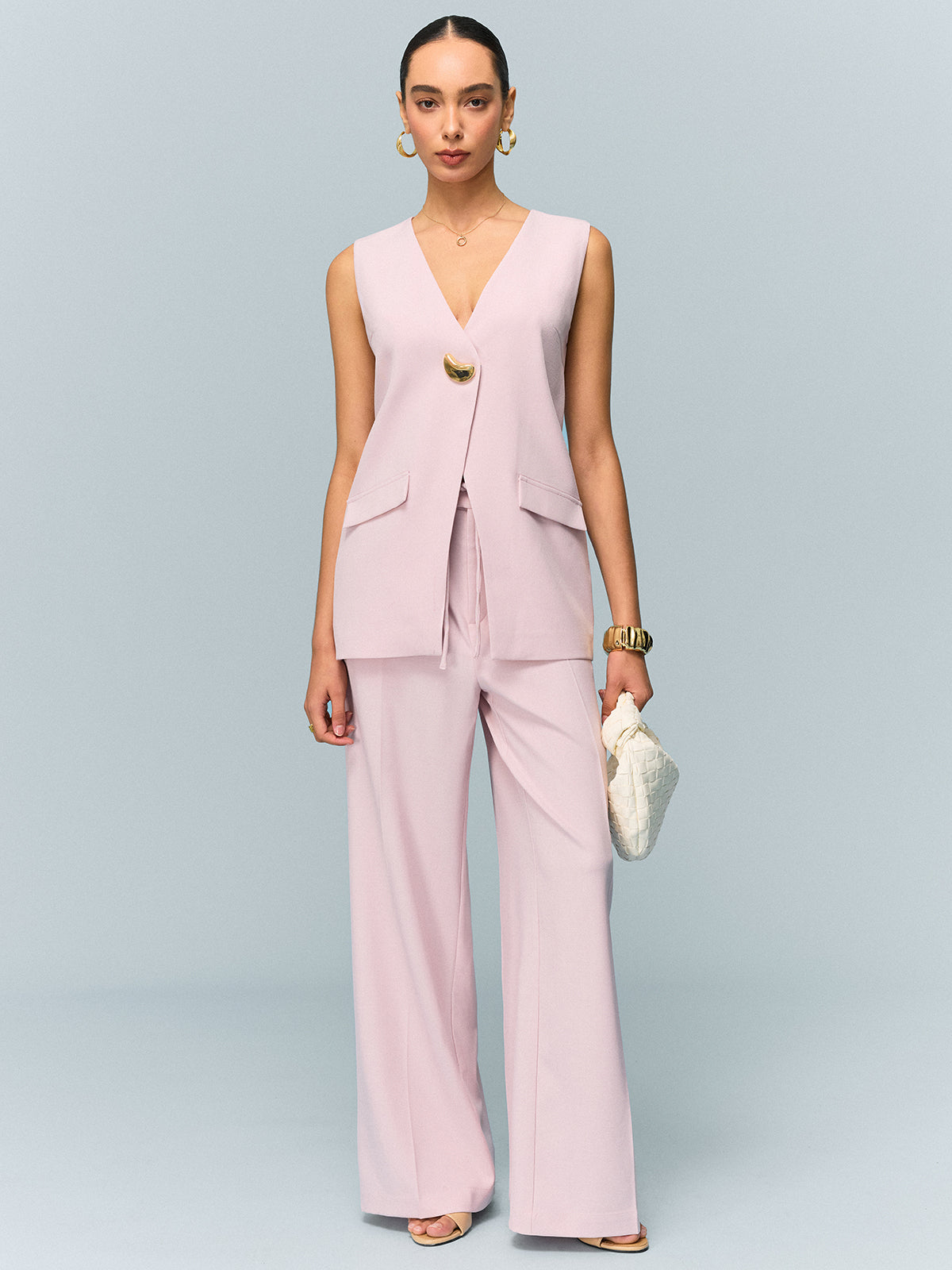 Gilet à col en V boutonné