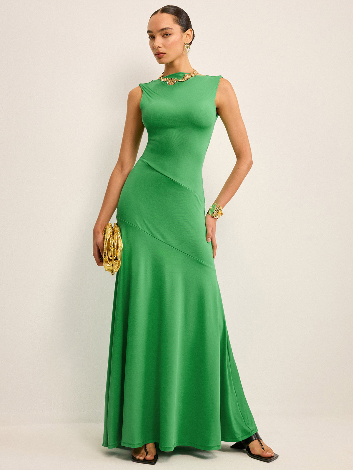 Robe longue dos nu sans manches