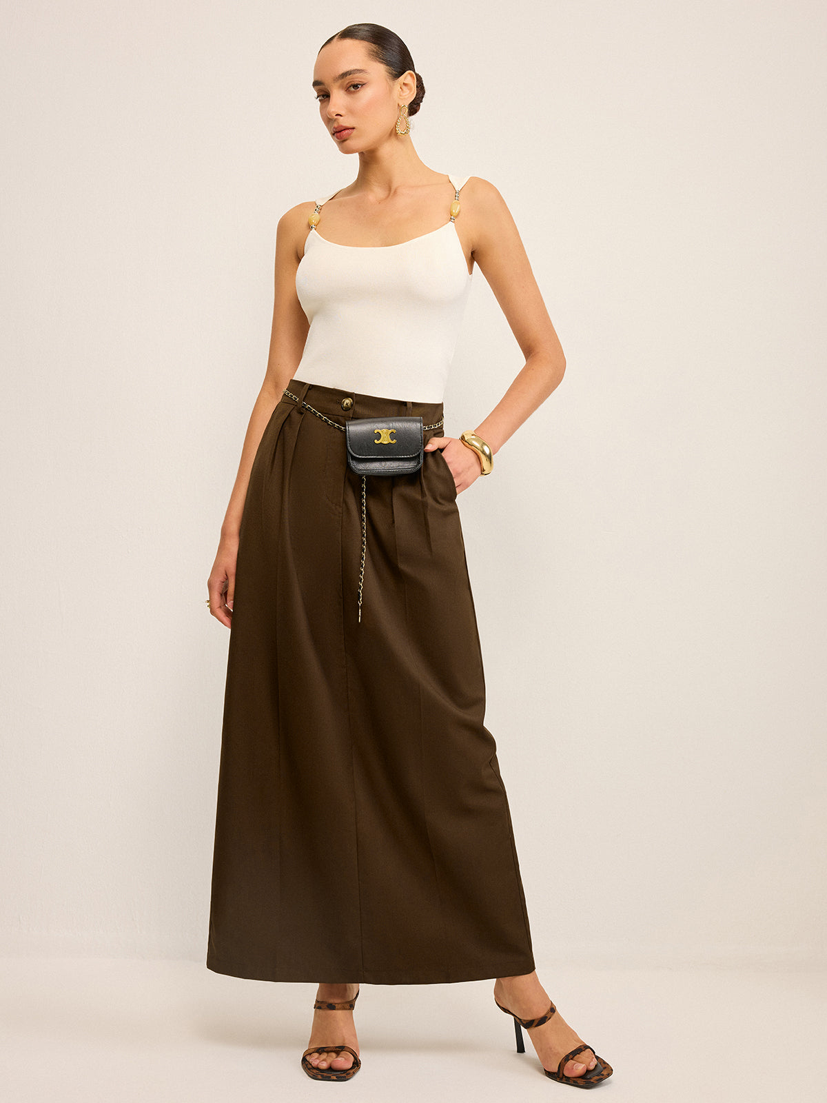 Pocketed High-Waisted Maxi Skirt