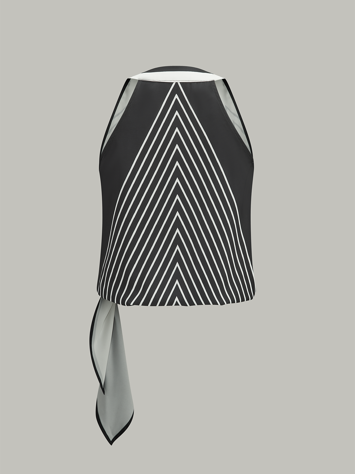 Haut cache-cœur semi-transparent à rayures et noué