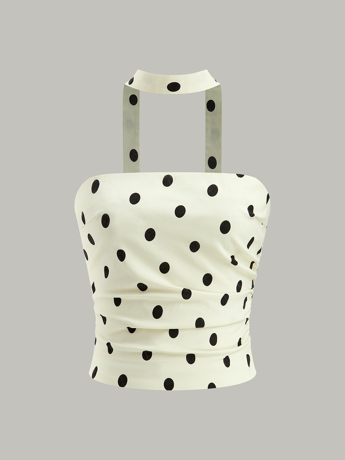 Polka Dot Ruched Strapless Top