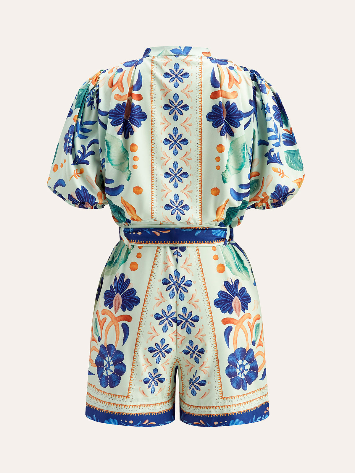 Jumpsuit mit Blumenmuster und Bindegürtel