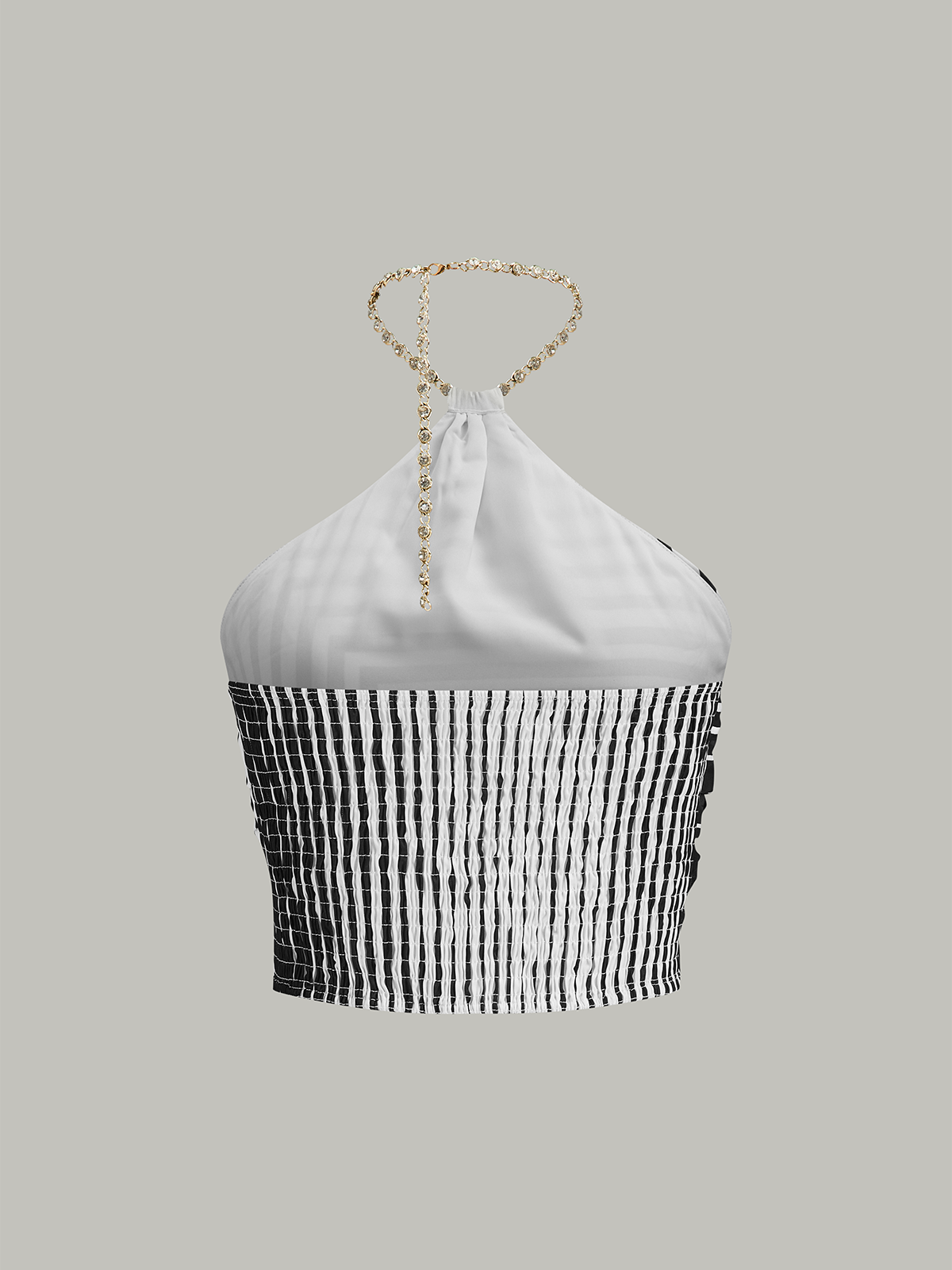Gestreiftes Neckholder-Top mit Kettenriemen