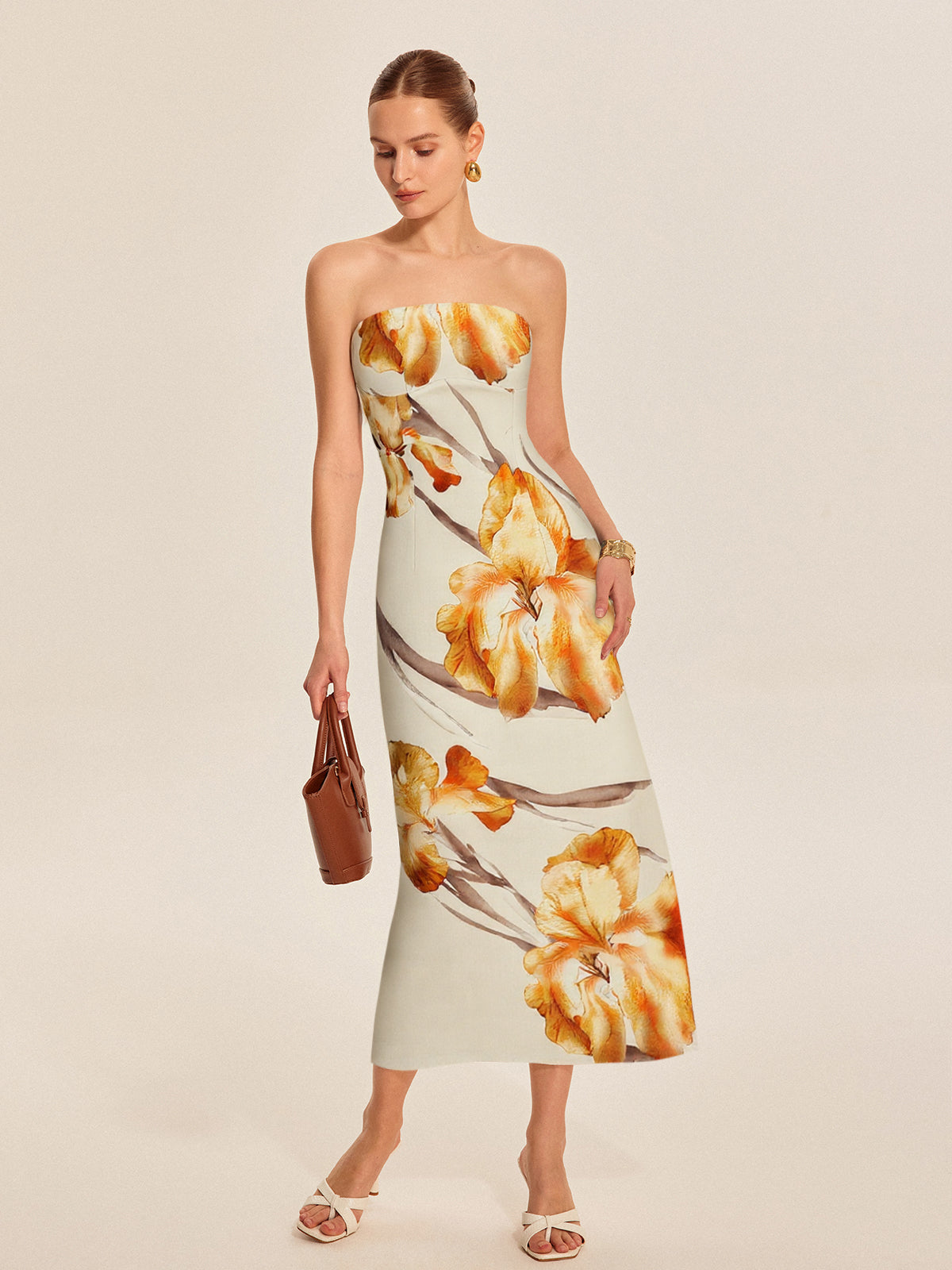 Robe midi à imprimé floral