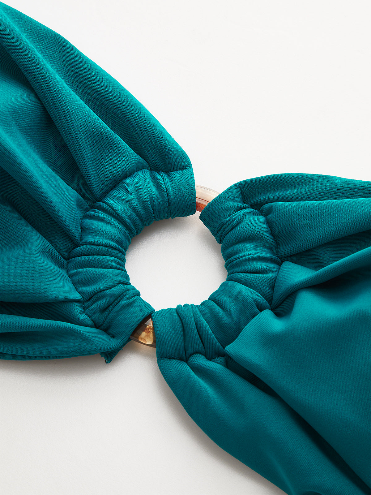 Gerüschtes Bandeau-Bikini-Set mit Ringdetail