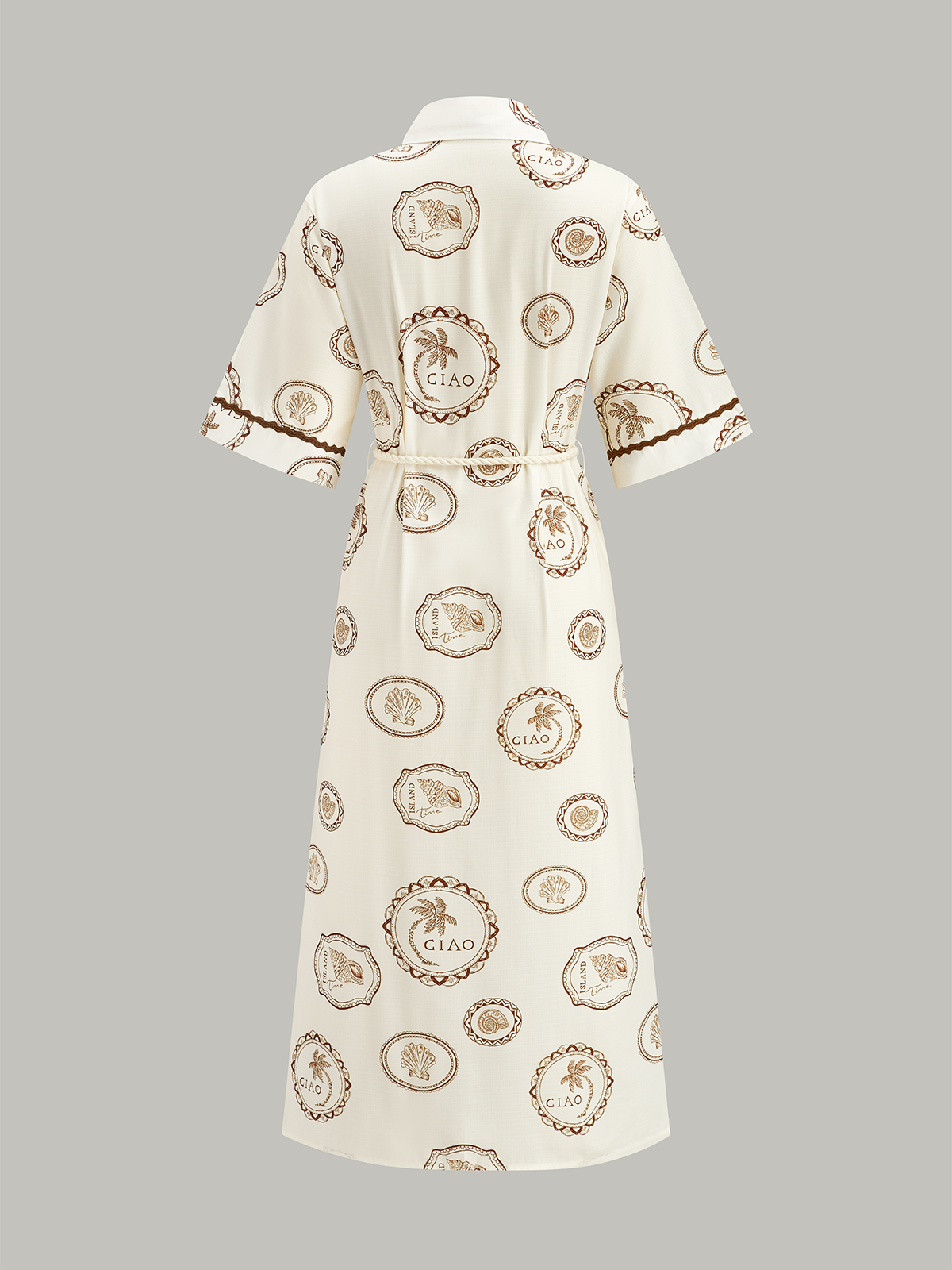 Bedrucktes Hemdblusenkleid mit Seilgürtel