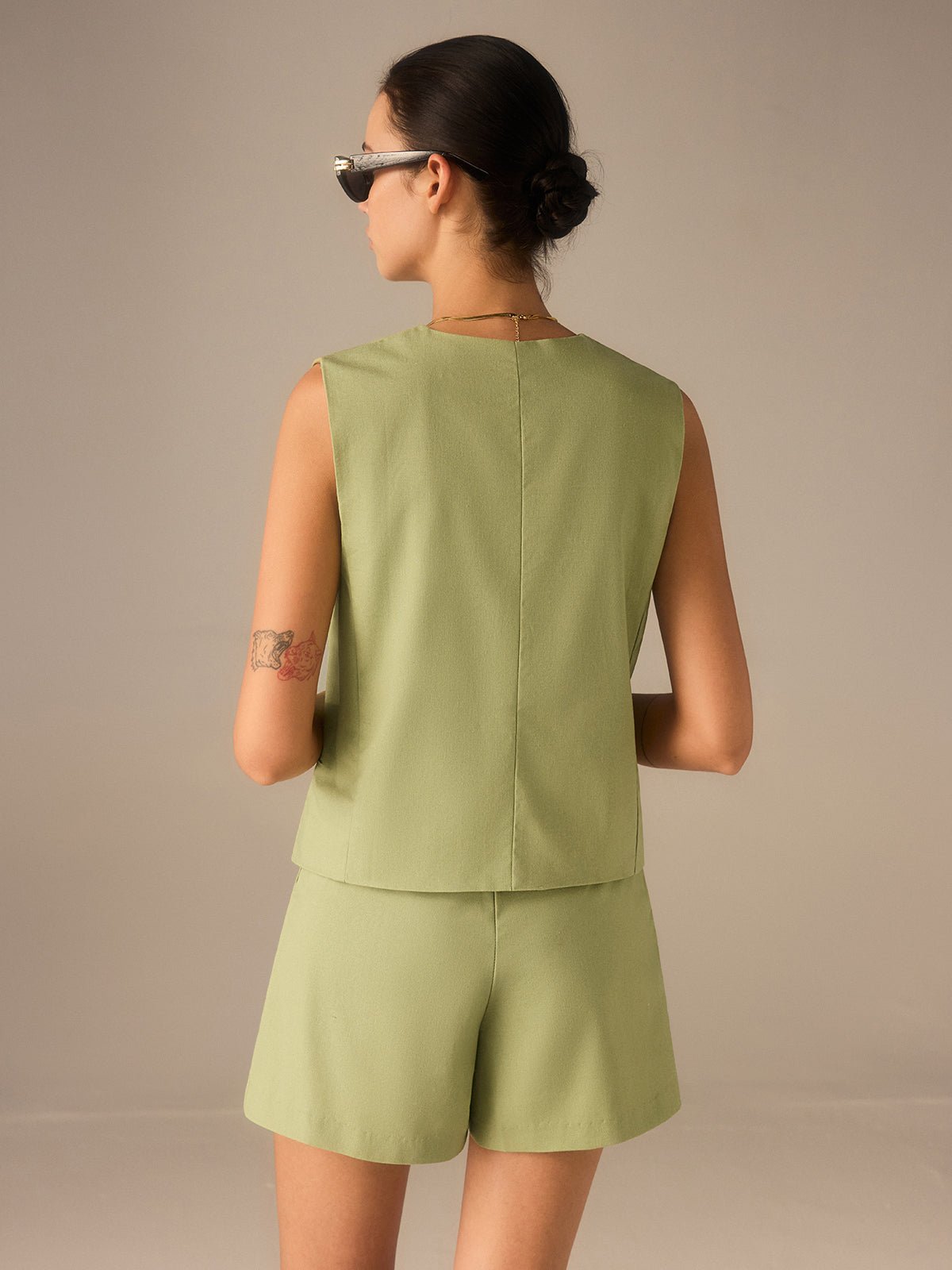 Linen & Cotton Buttoned Vest