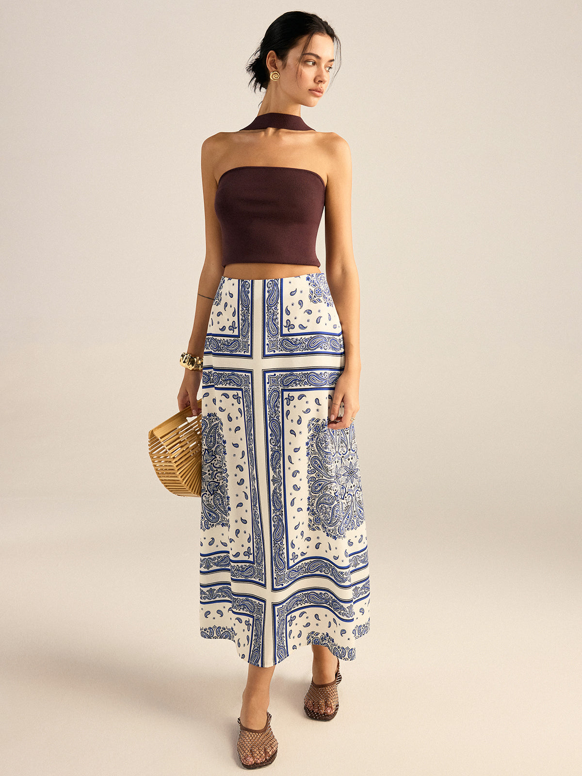 Maxirock mit Paisley-Print