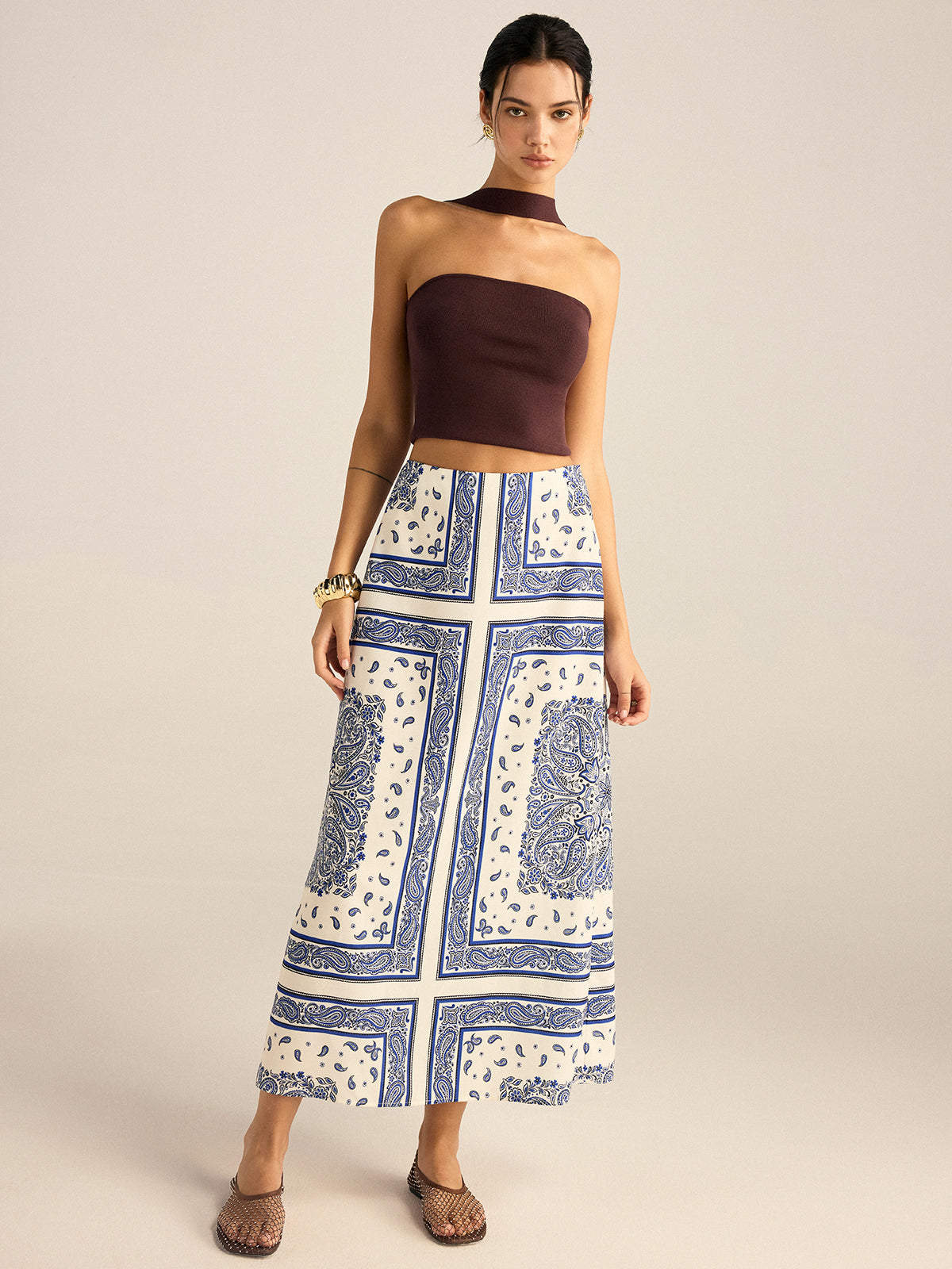 Paisley Printed Maxi Skirt