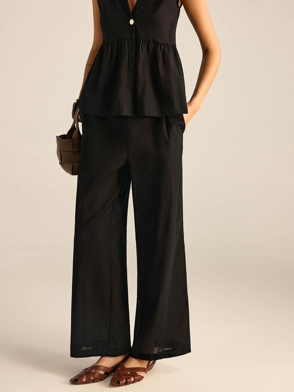 Ruffled Vest Pants Set