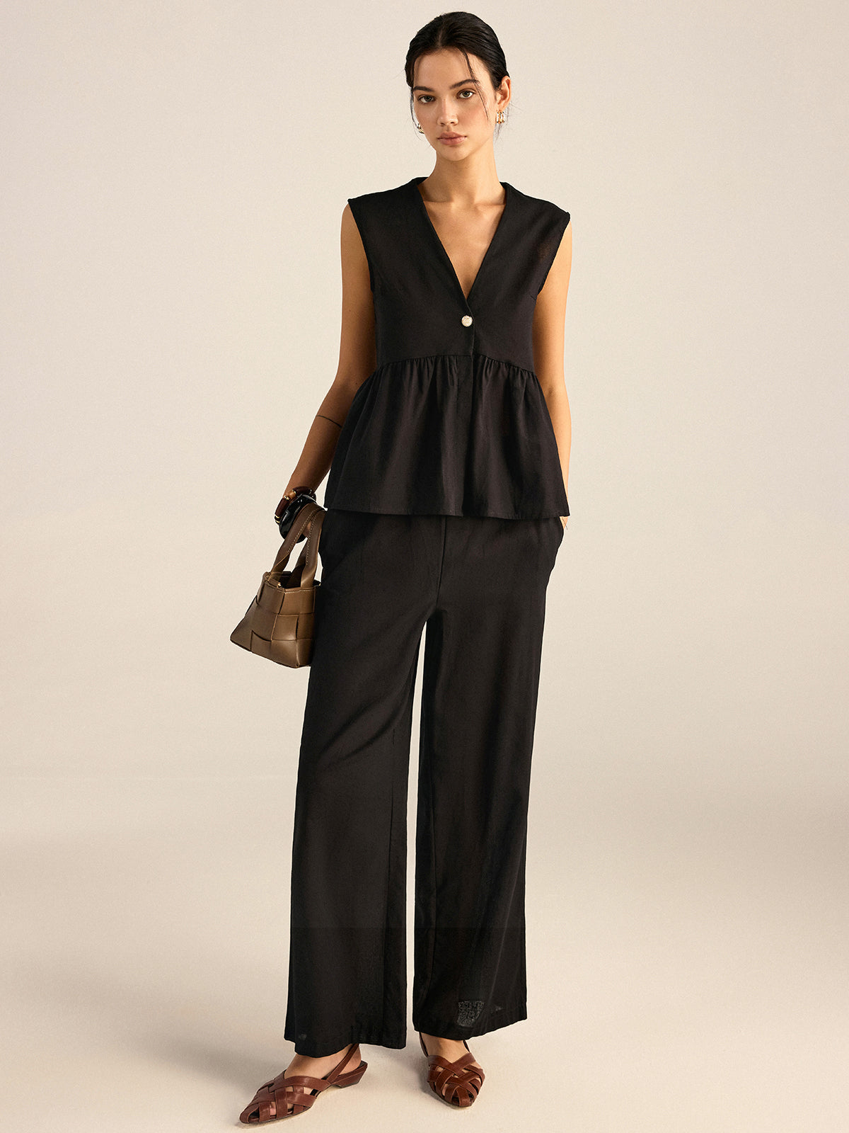 Ruffled Vest Pants Set