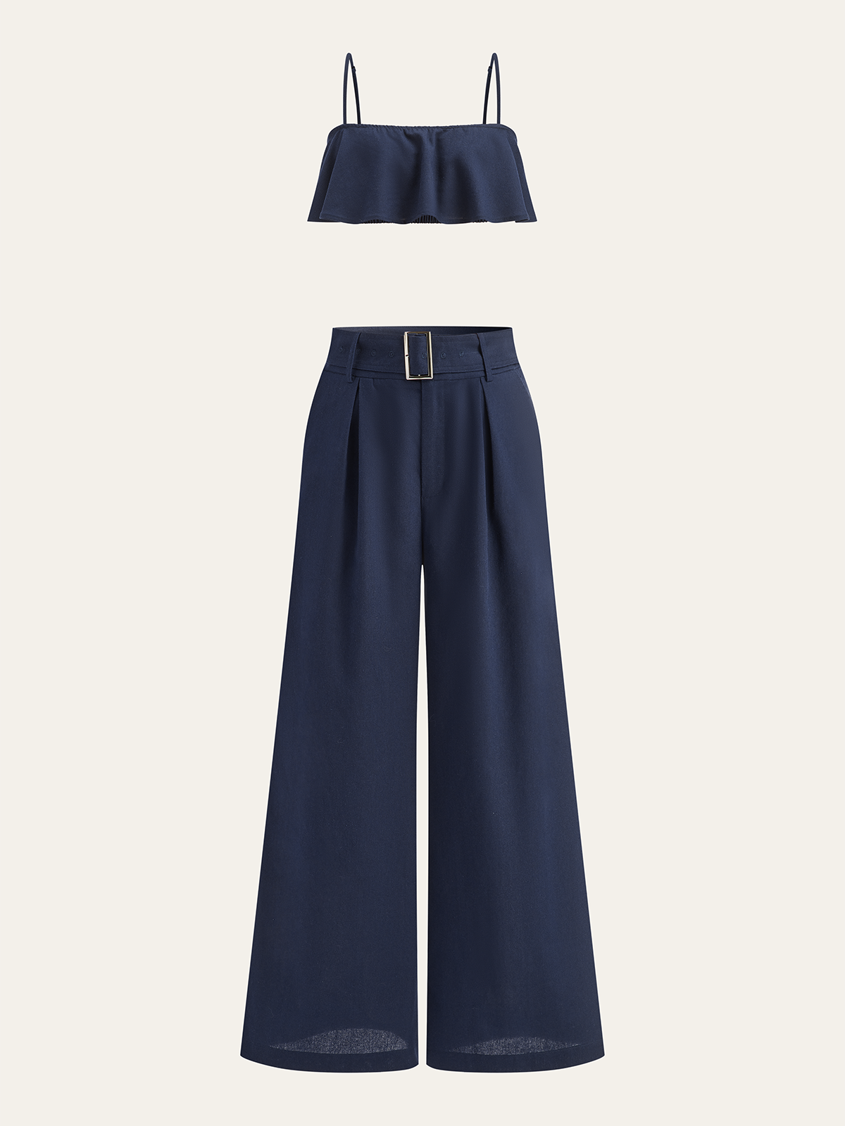 Rüschen-Cami-Top und weite Hose Set