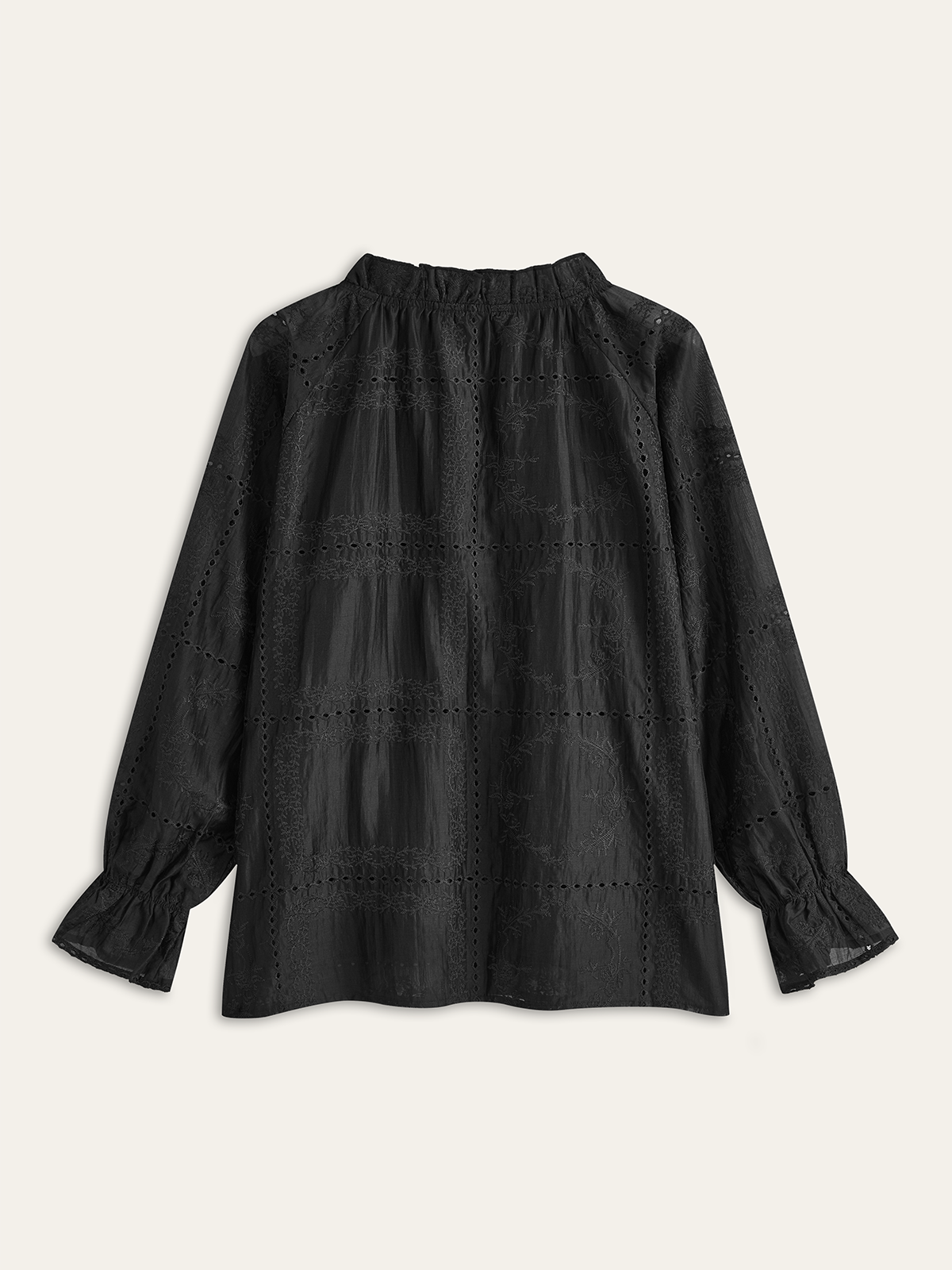 Embroidery Detail Long Sleeve Shorts Set