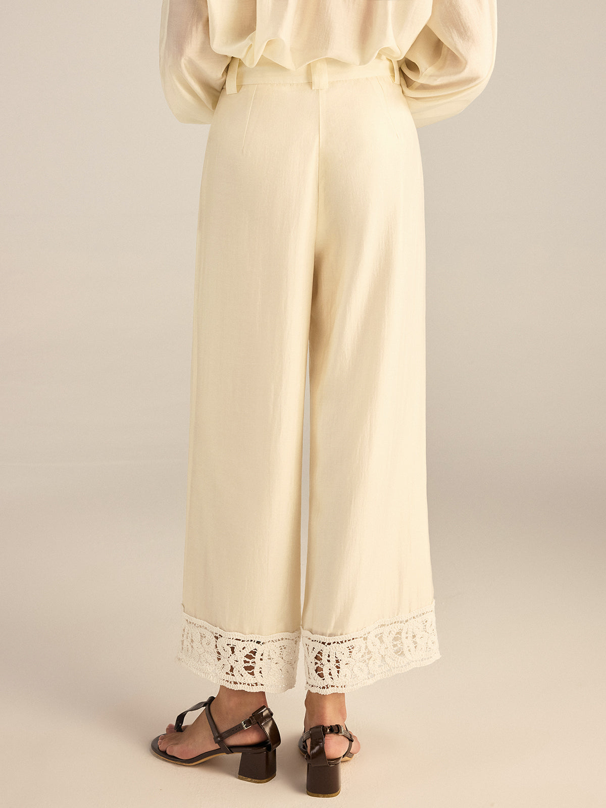 Crochet Tencel Wide-Leg Pants