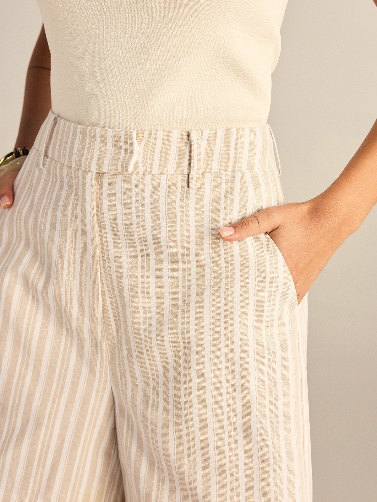 Short rayé taille mi-haute