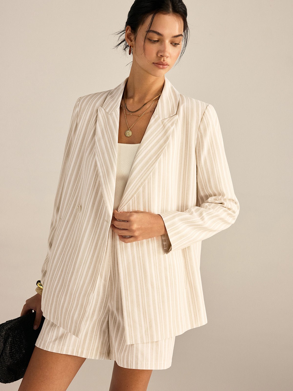 Striped Double-Breasted Blazer