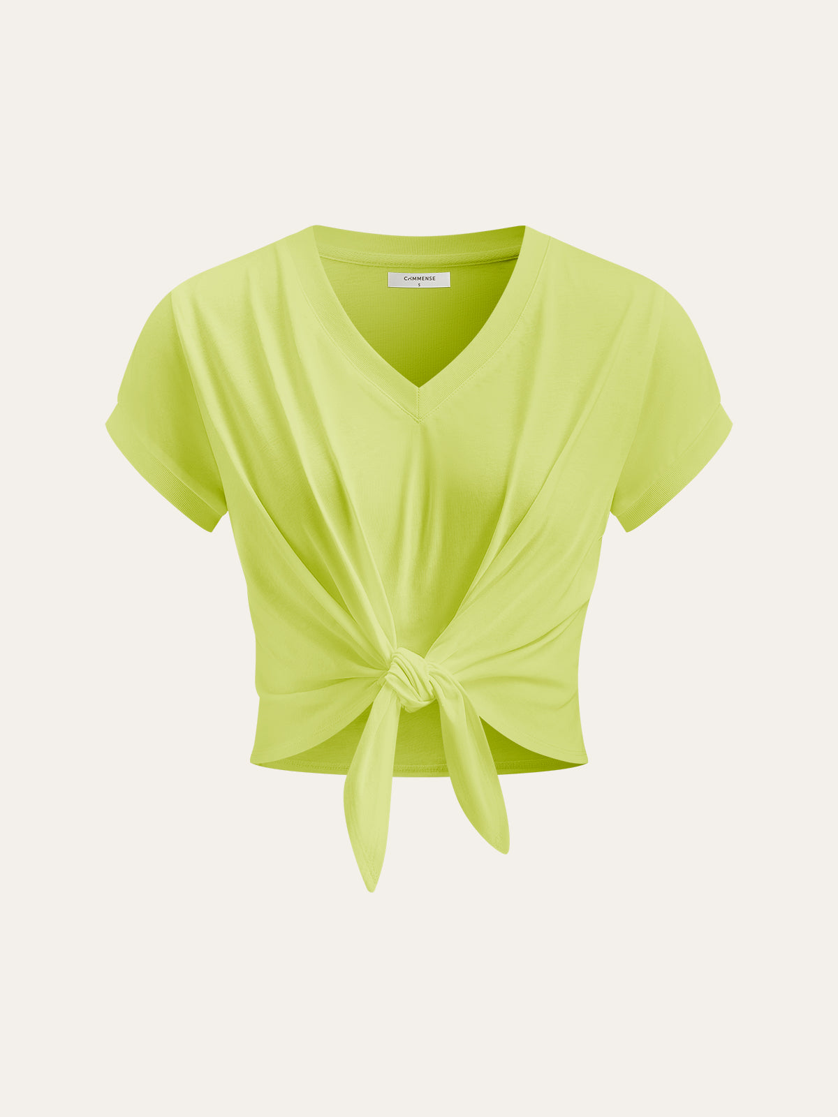 T-Shirt mit V-Ausschnitt und Knoten vorne