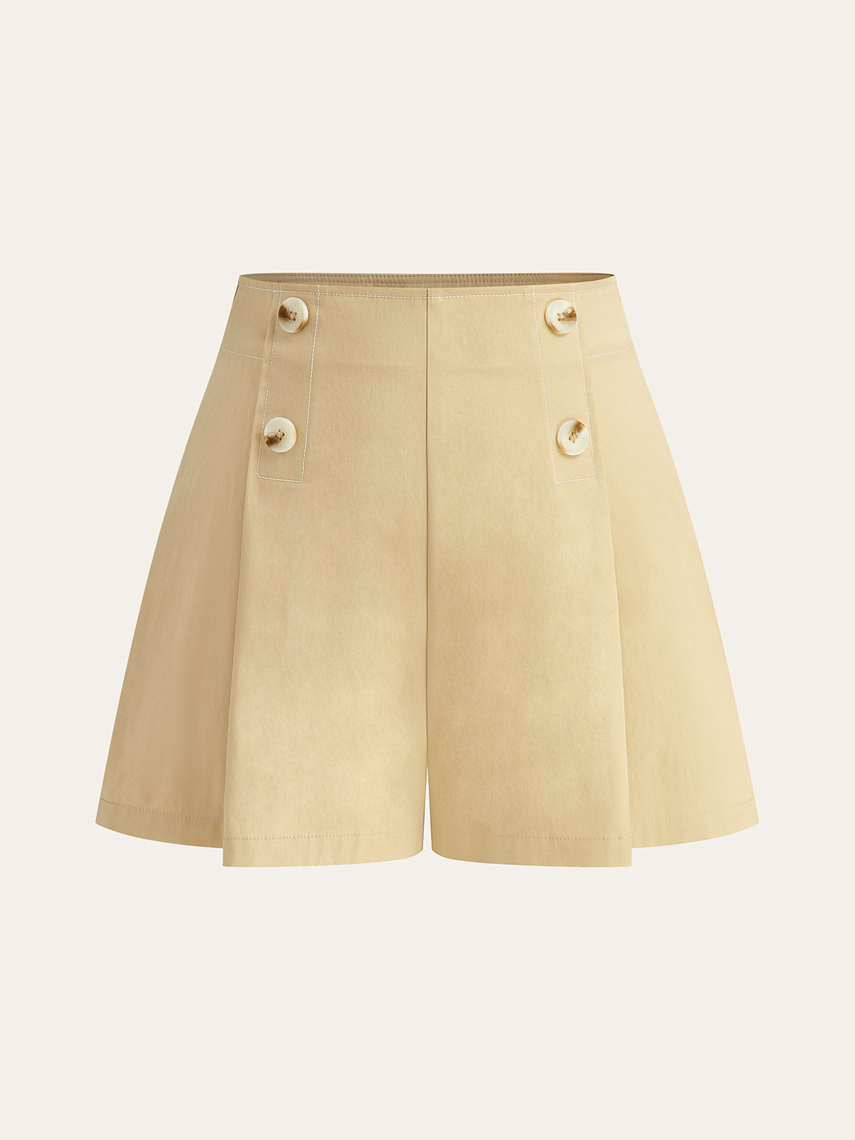 Short avec boutons apparents et jambes larges, taille haute