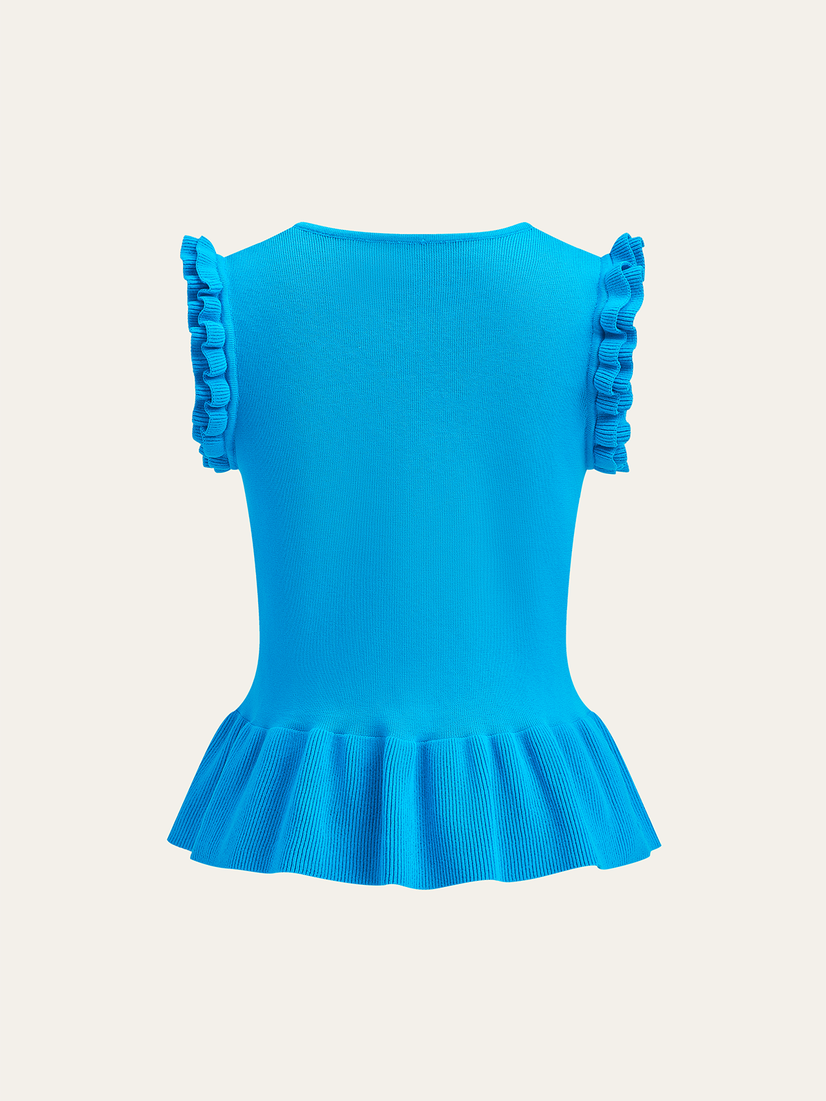 Ruffled Sleeve Peplum Hem Knit Top
