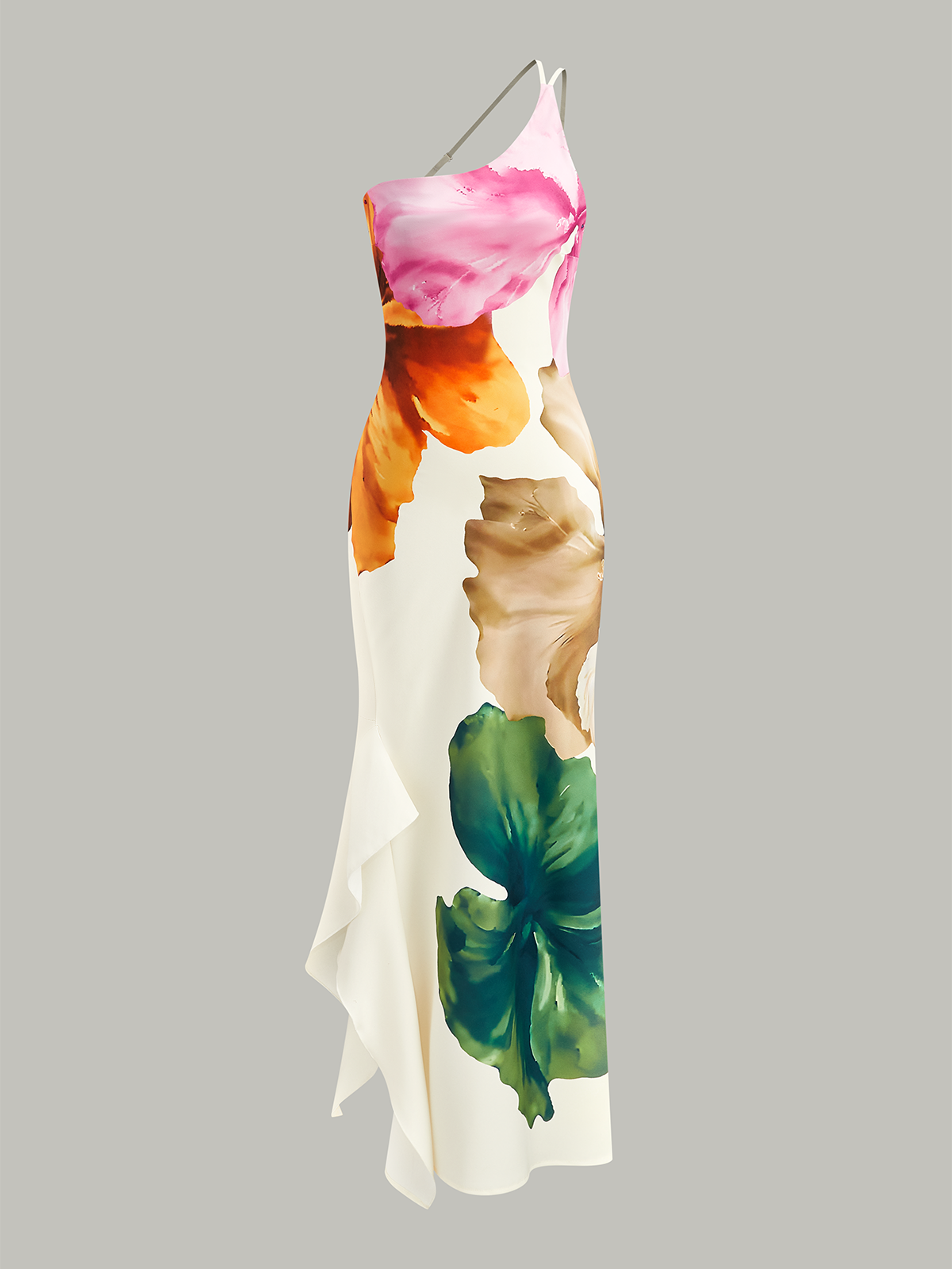 Asymmetrisches One-Shoulder Maxikleid mit Blumenprint