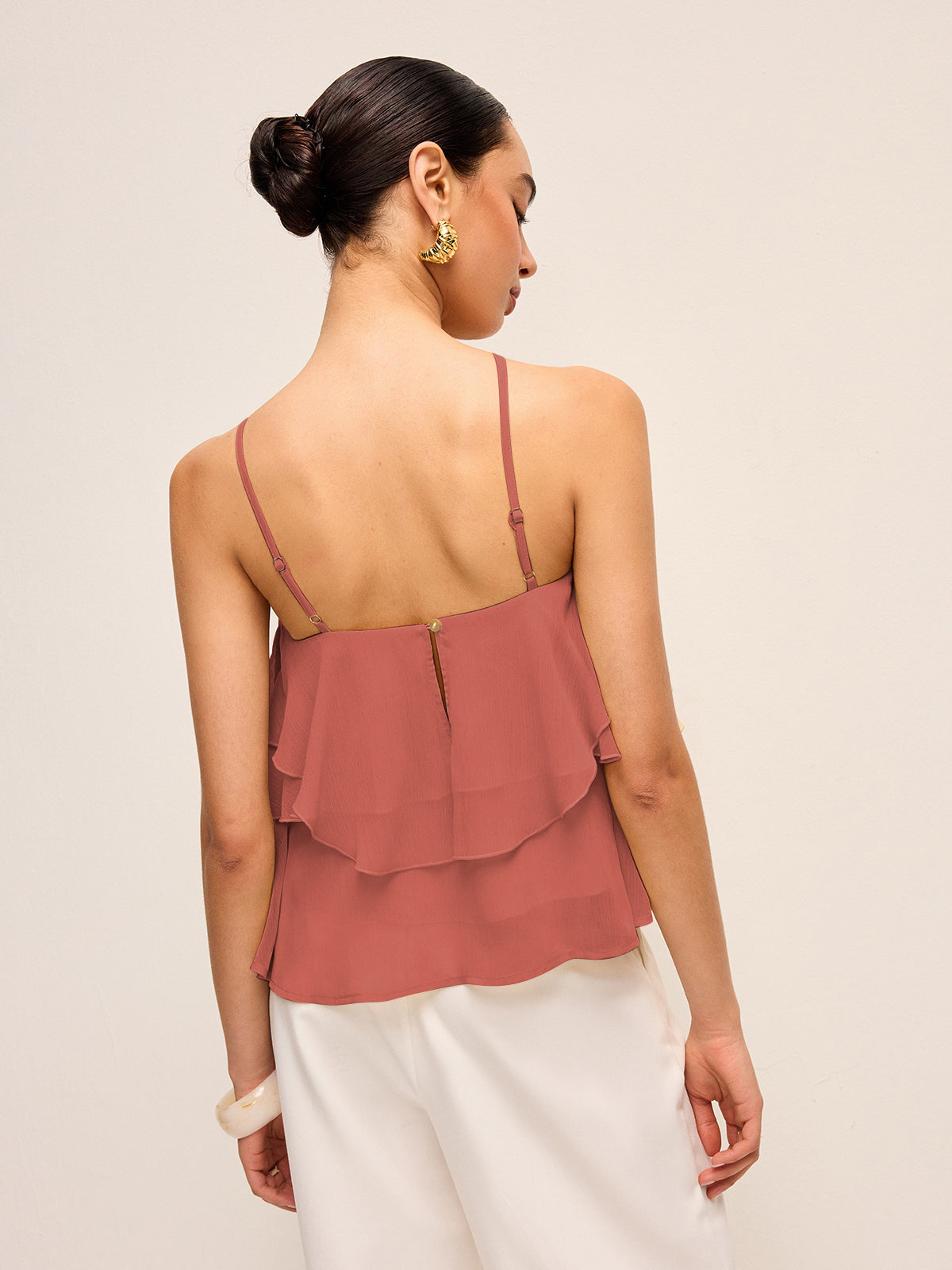 Haut dos nu à volants fleuris