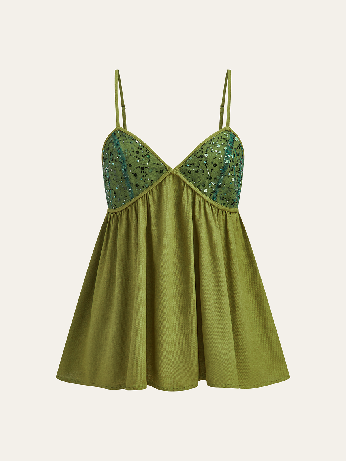 Pailletten-Cami-Top und Shorts-Set mit elastischem Bund