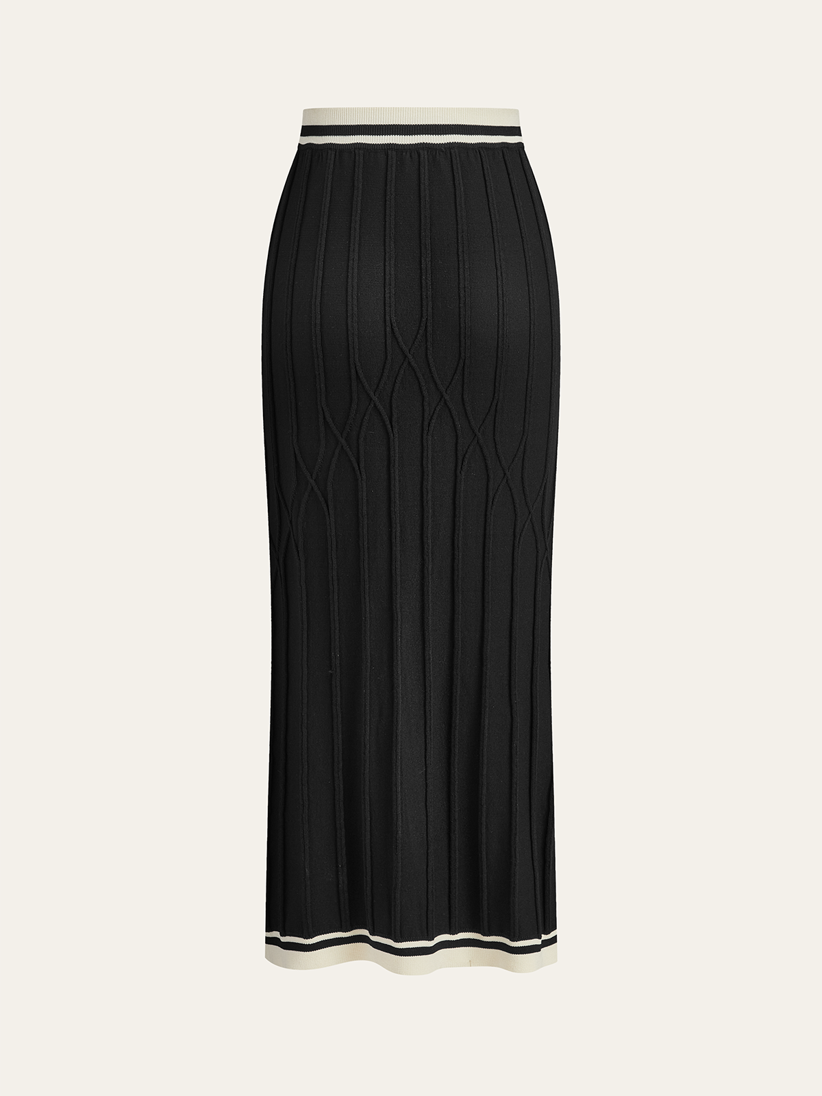 Slit-Front Textured Knit Midi Skirt