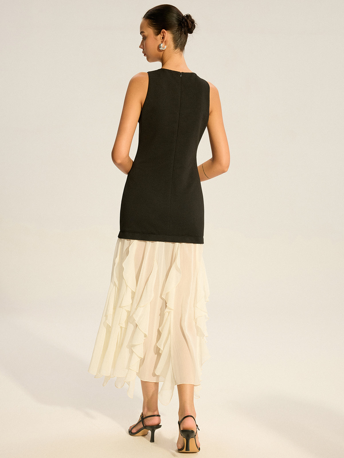 2-in-1 Semi-Transparente Maxi-Kleid mit Rüschensaum